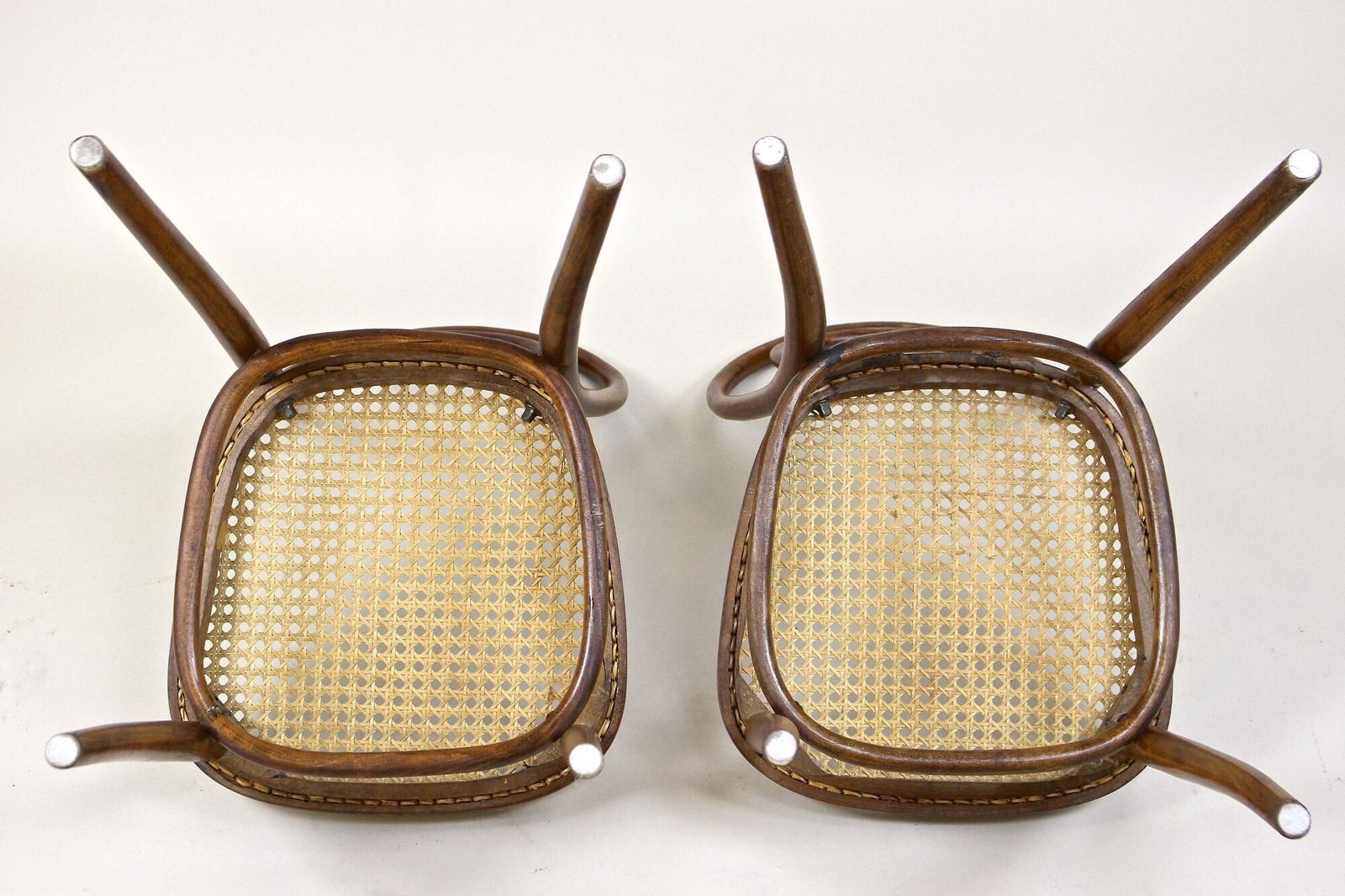 photo buy Set Of Two Art Nouveau Thonet Bentwood Chairs, Vienesse Mesh, At Ca. 1895