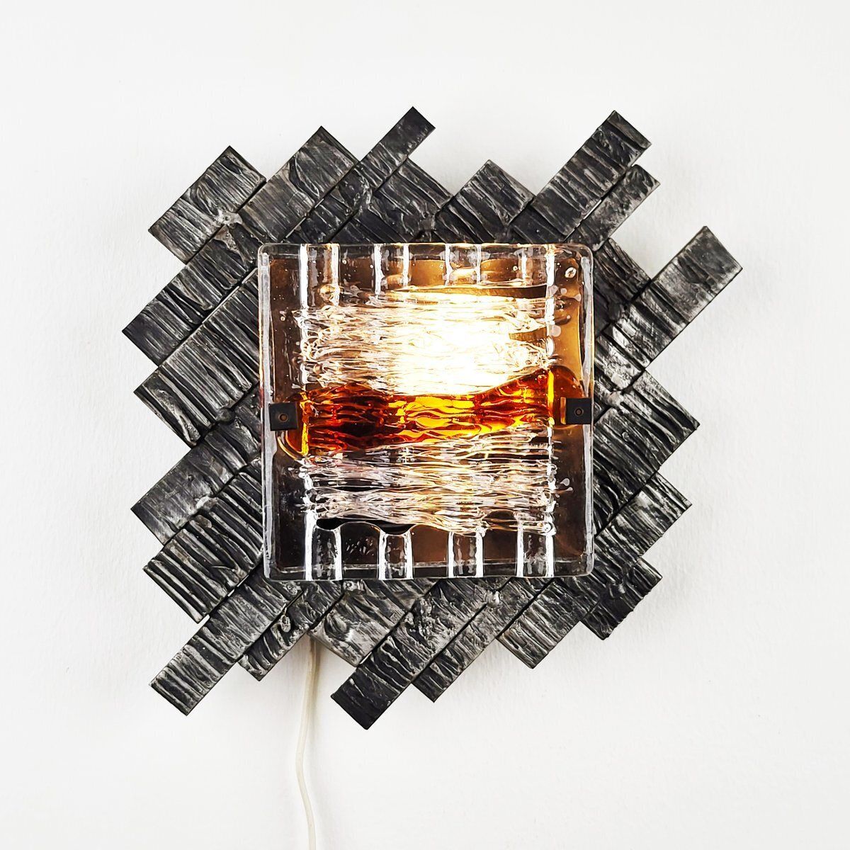 photo furniture Italian Brutalist Murano Glass Wall Lamp By Albano Poli For Poliarte, 1970s