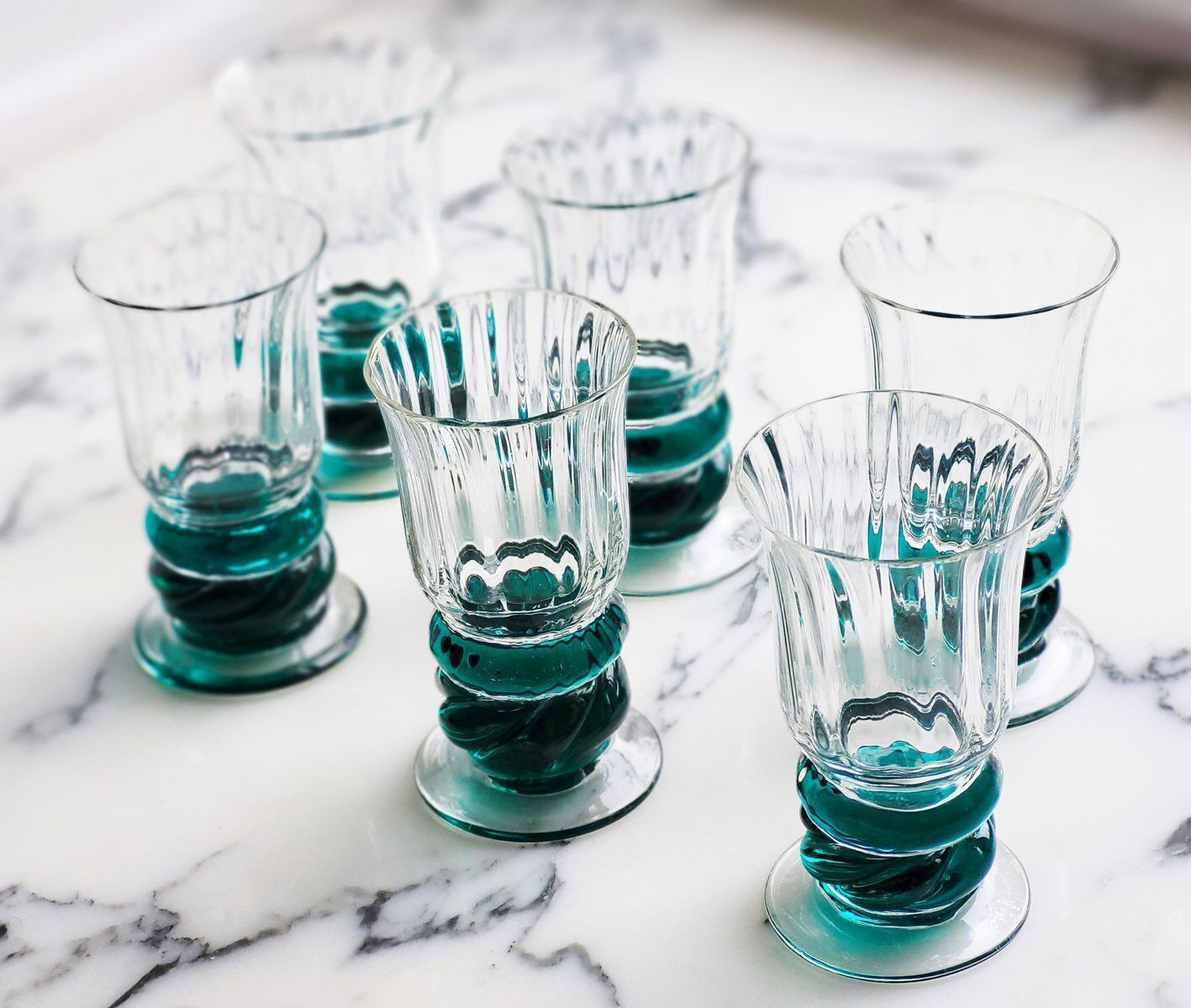 Mid Century Modern Italian Murano Glass Liqueur Glasses, 1960s, Set Of 6