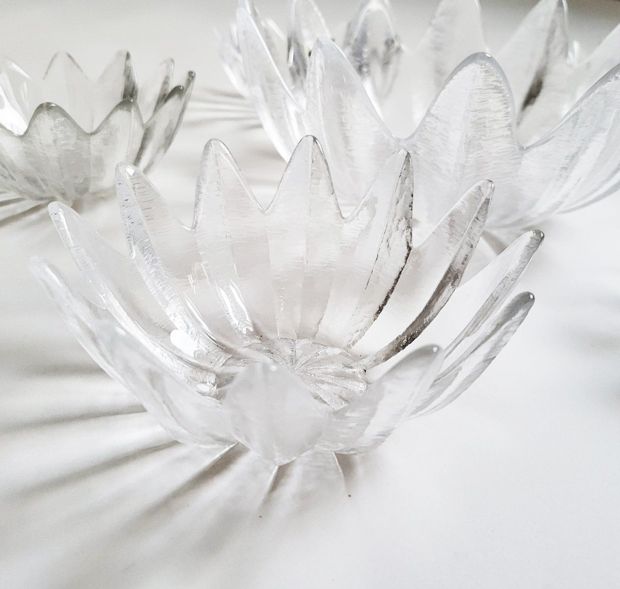 Star Shaped Crystal Glass Dessert Bowls By C. J. Riedel, Austria, 1970s, Set Of 6 photo for sale