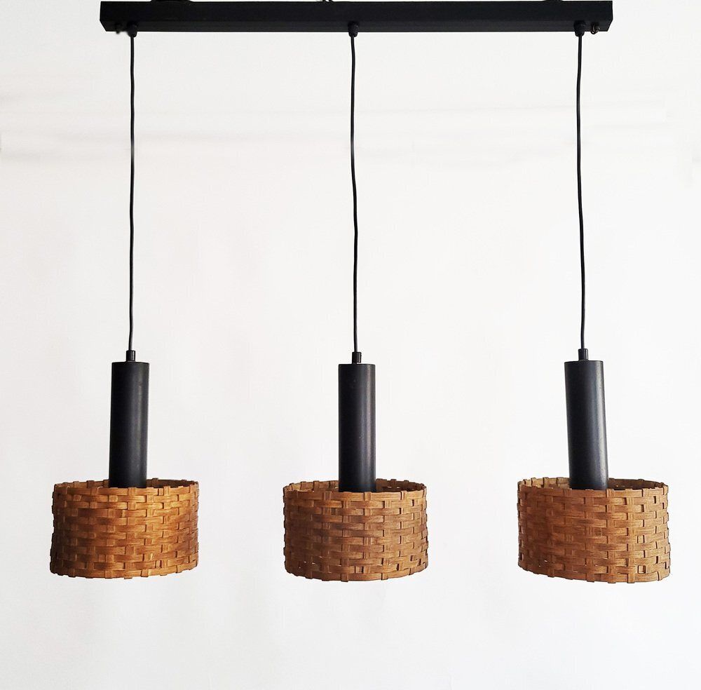 Mid Century Modern Danish Rattan Pendant, 1960s