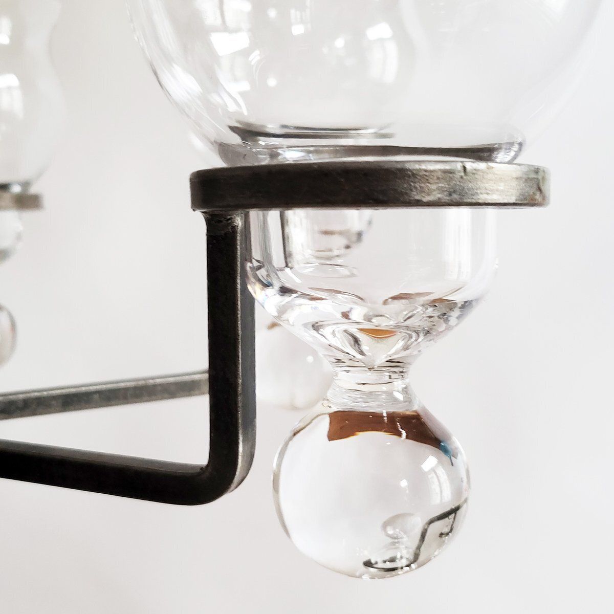 Swedish Glass & Wrought Iron Pendant Lamp By Erik Höglund For Kosta Boda, 1960s photo Lighting
