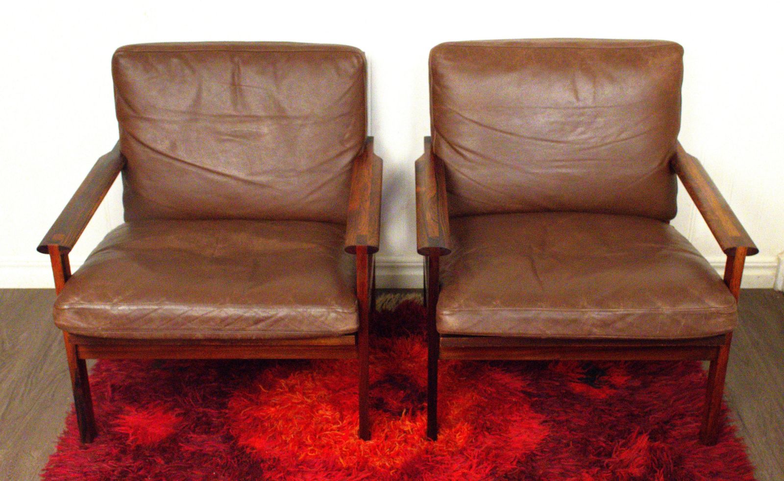 Danish Capella Lounge Chairs In Leather And Rosewood By Illum Wikkelsö For Eilersen Möbler, 1970s, Set Of 2 photo furniture