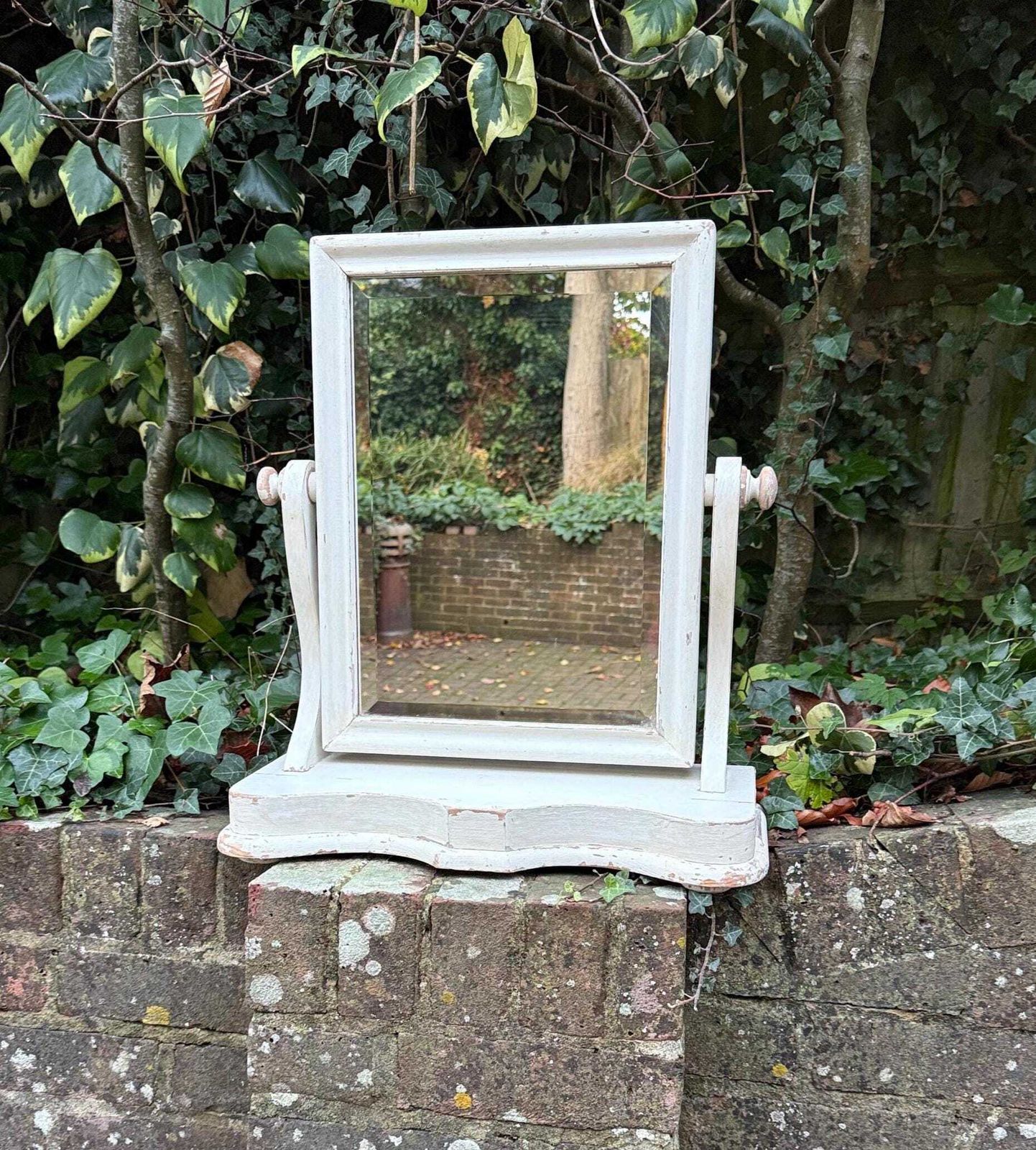 Antique Shabby Chic Painted Swing Mirror Early 20th Century Wooden Vanity Mirror