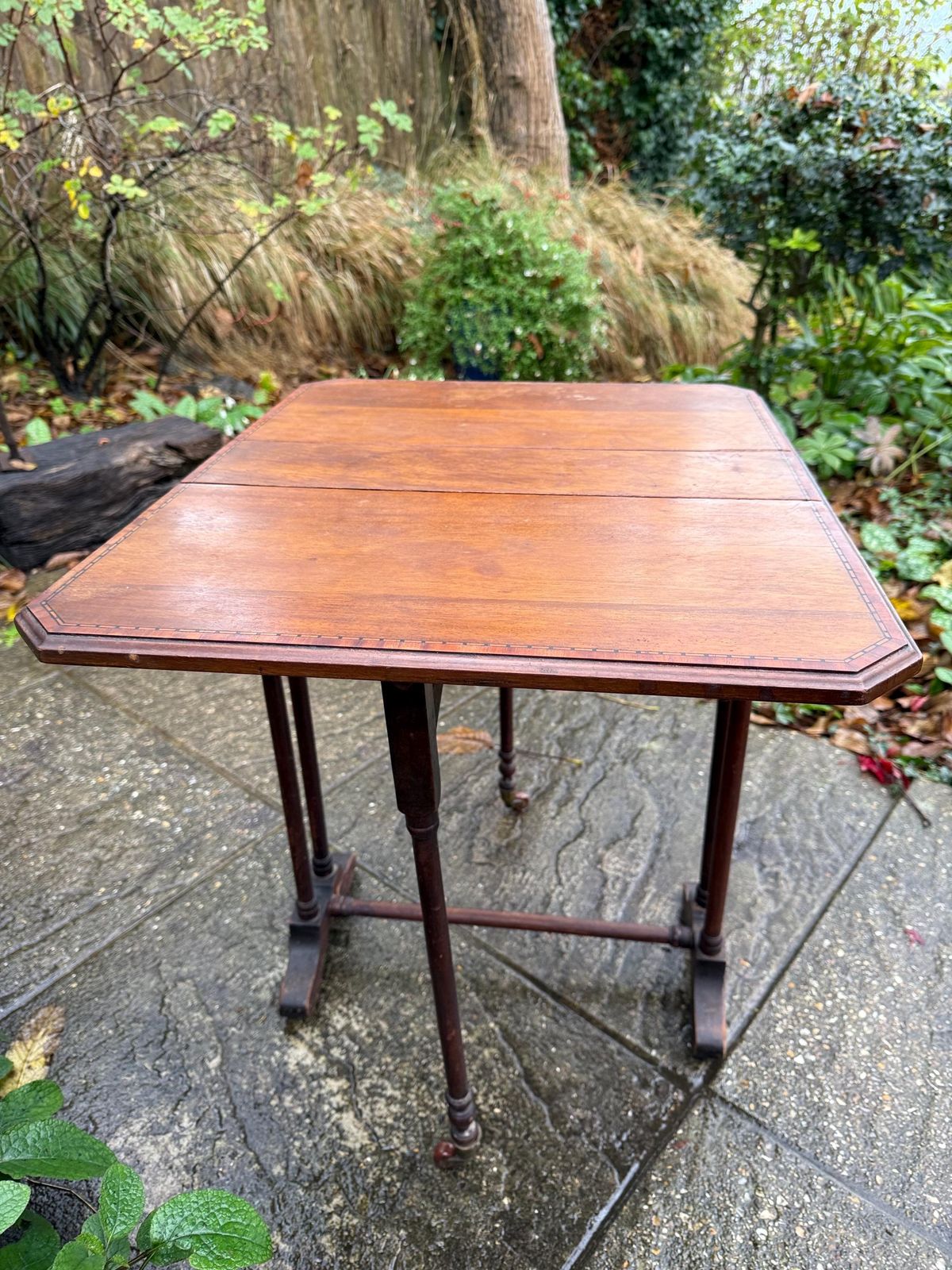 Edwardian Drop Leaf Table, Small Antique Mahogany Gateleg Side Table With Turned Legs, Early 1900s photo buy