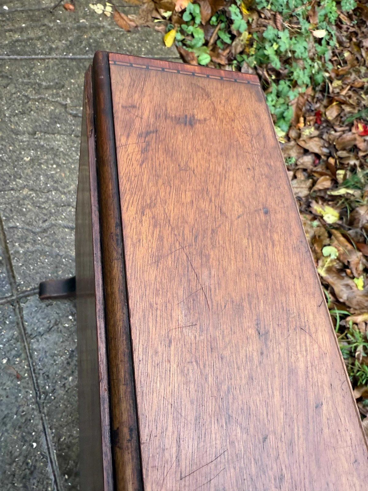 photo for sale Edwardian Drop Leaf Table, Small Antique Mahogany Gateleg Side Table With Turned Legs, Early 1900s