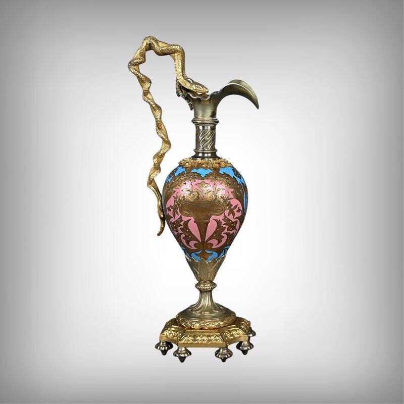 Pair Of Bronze & Cloisonné Enamel Ewers, Napoleon III Period – Mid 19th Century photo furniture
