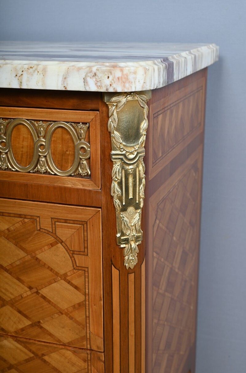 2220.0 Marquetry Commode, Louis XV Louis XVI Transition Style – Early 20th Century photo