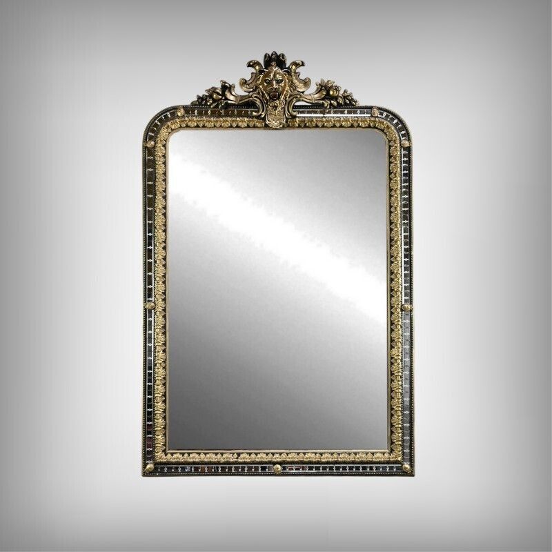 Large Mirror With Parcloses In Gilded And Blackened Wood, Napoleon III Style – Late 19th Century