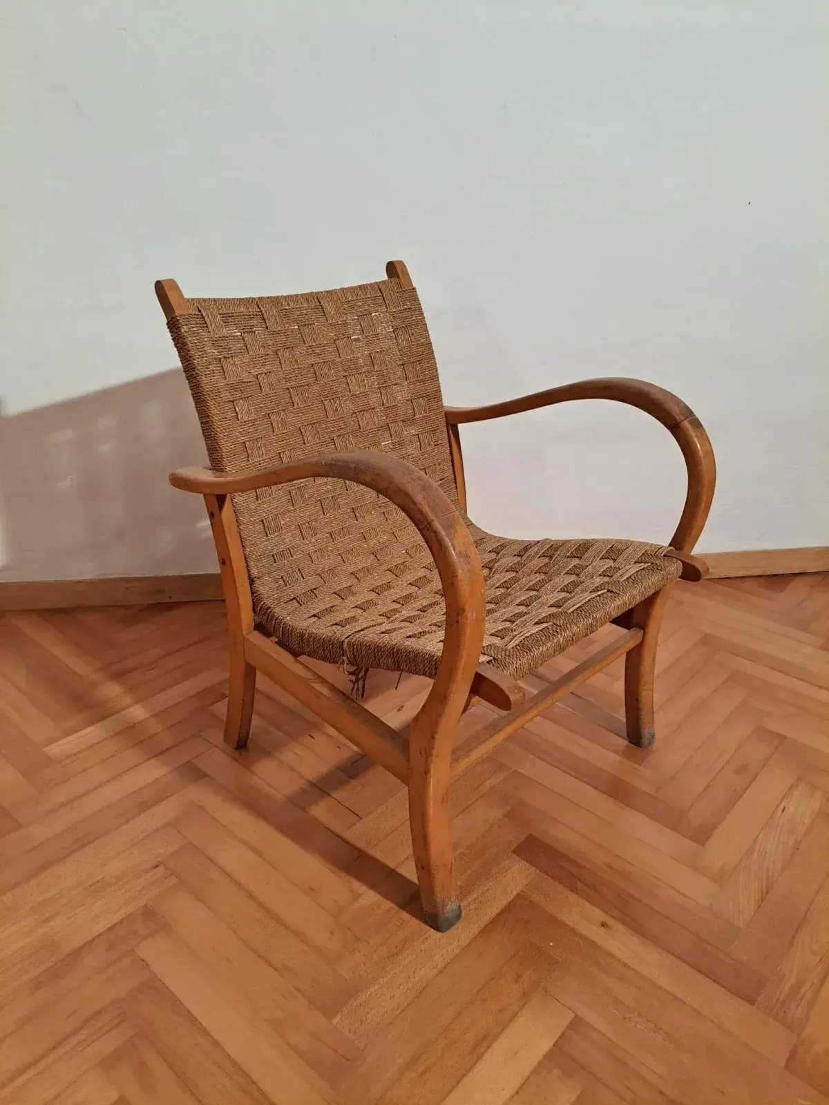 German Bauhaus Beech And Paper Cord Chair By Erich Dieckmann, 1925 photo for sale