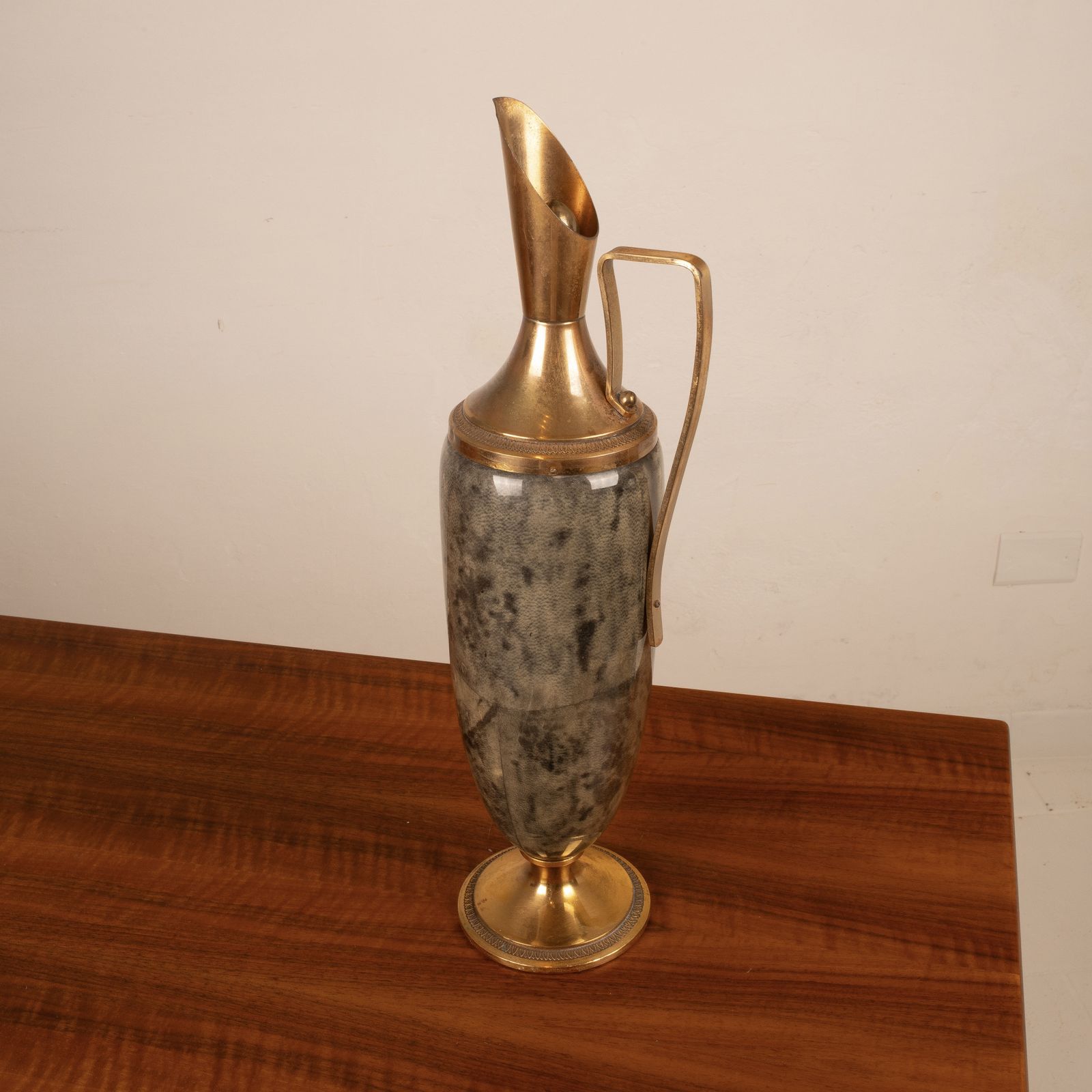 Thermos In Gray Parchment And Brass By Aldo Tura 1960 photo Home Decor