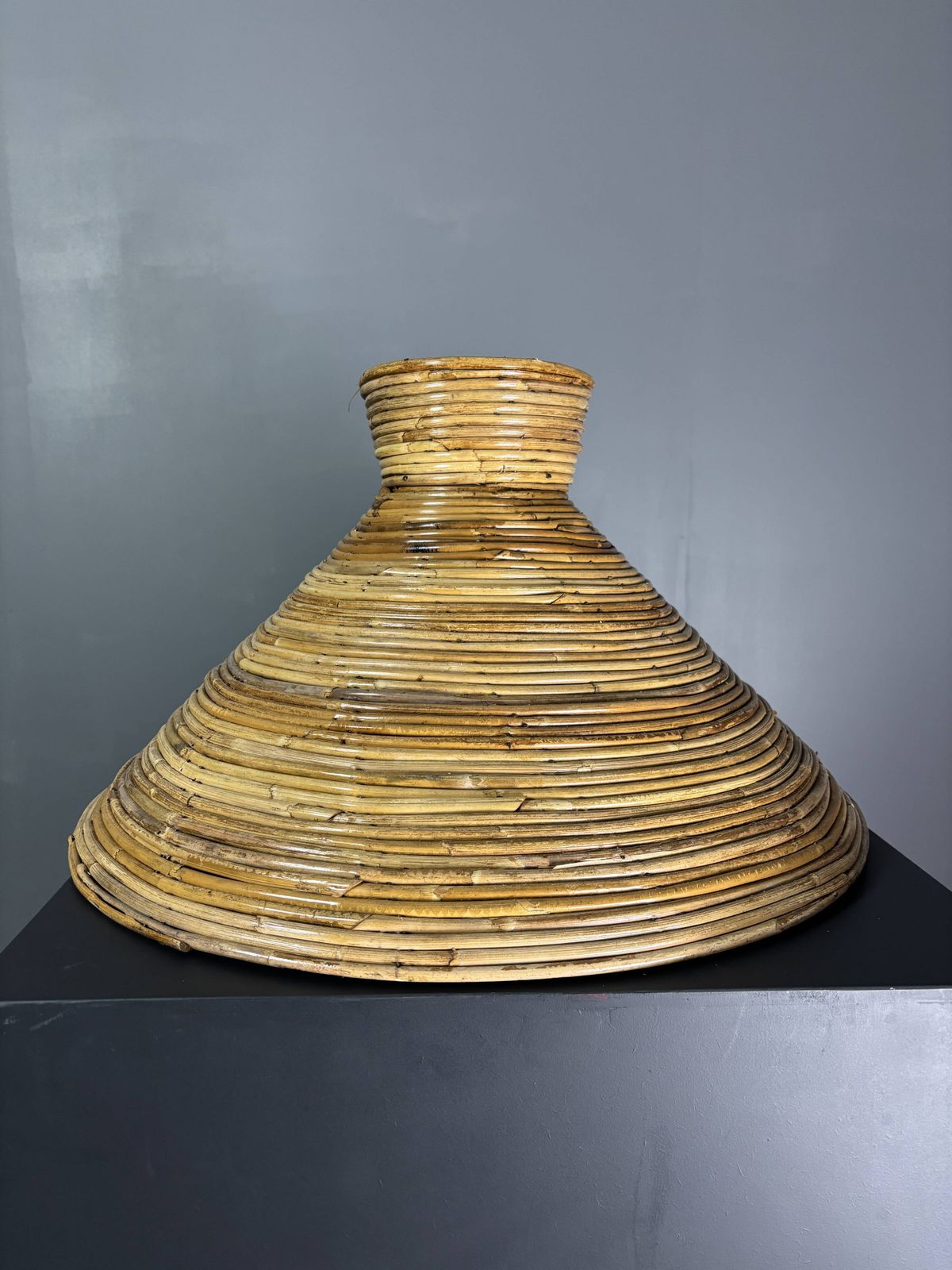 Midcentury Pair Pencil Rattan Large ( 62 Cm ) Pendants, Italy 1970s photo buy