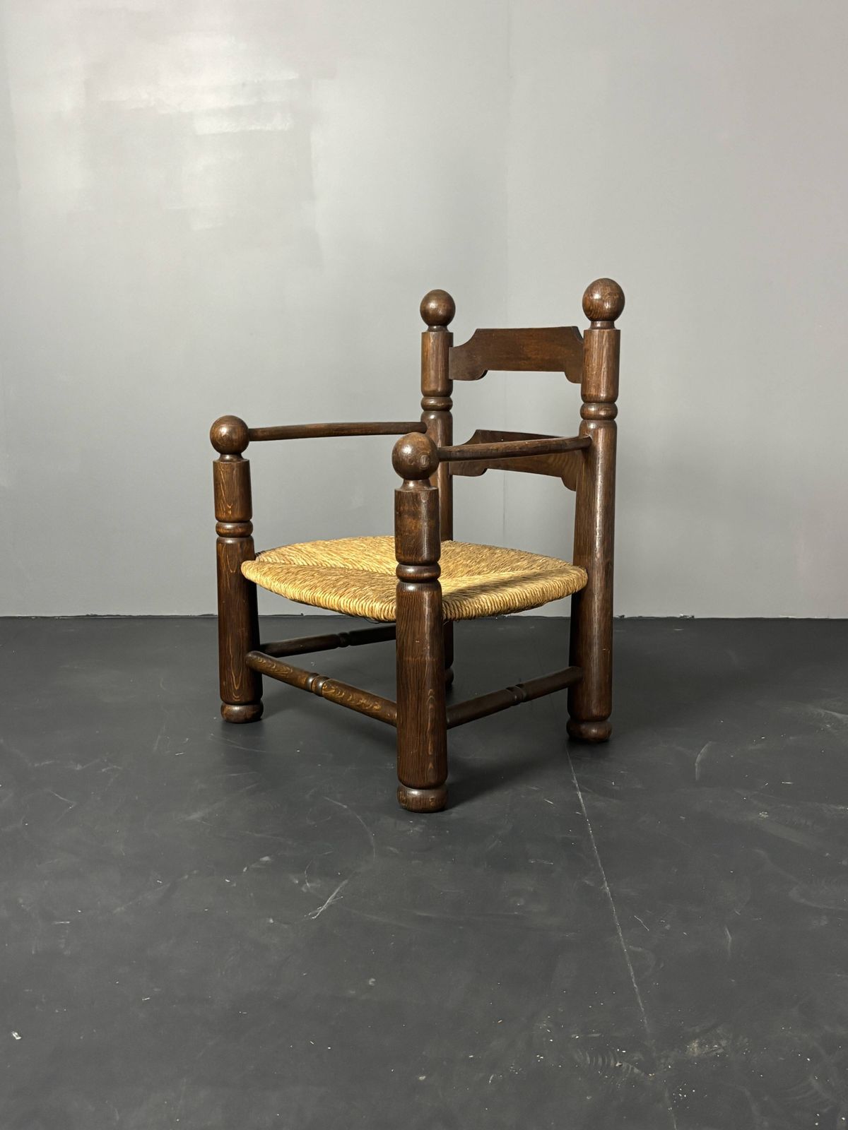 photo buy Brutalist French Low Rush Oak Side Armchair By Charles Dudouyt Ca 1940s
