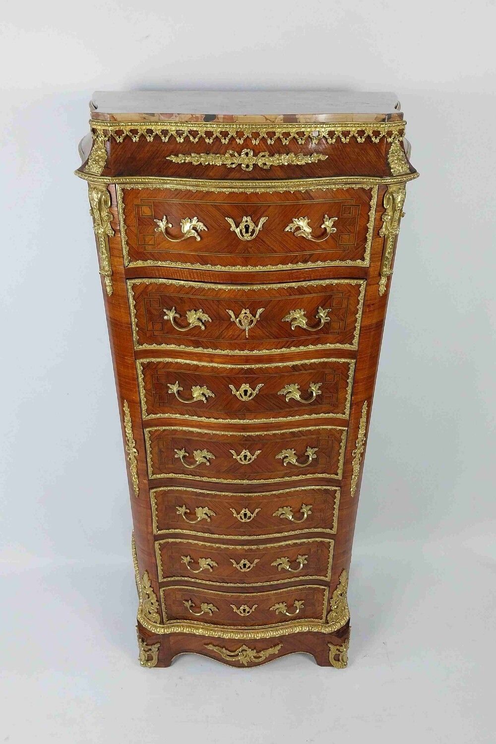 French Antique Marble Top Chest Of Drawers With Gilt Bronze Mounts Louis Xv1 Style photo furniture