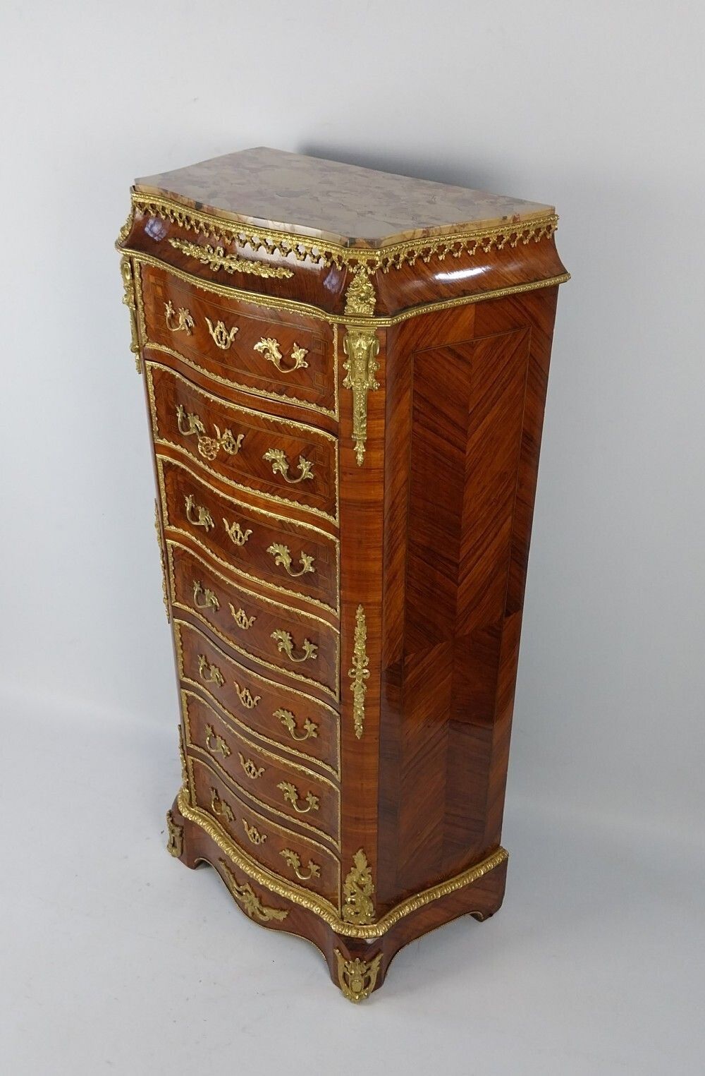 photo furniture French Antique Marble Top Chest Of Drawers With Gilt Bronze Mounts Louis Xv1 Style