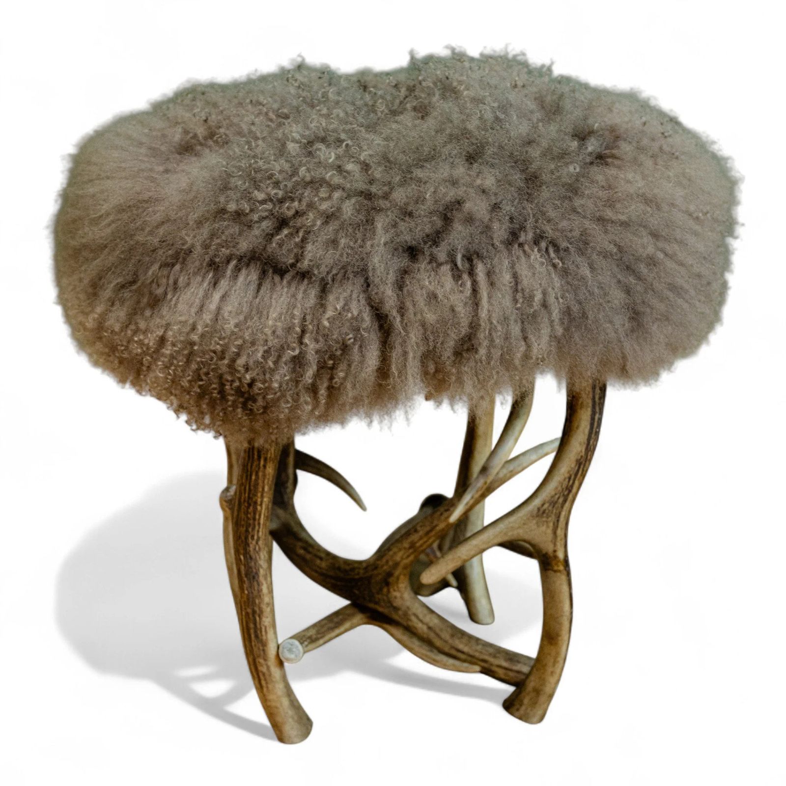 Deer Antler Stool With Merino Wool Cushion   1 photo furniture