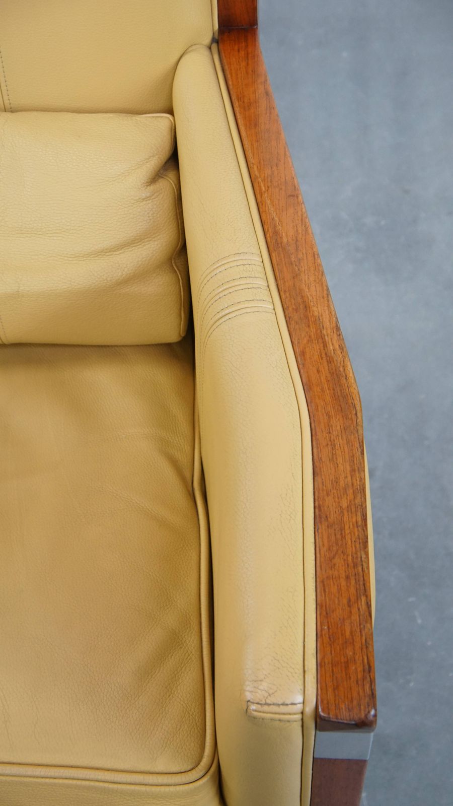 Beautiful Art Deco Design Armchair In Yellow Leather With A High Back photo vintage