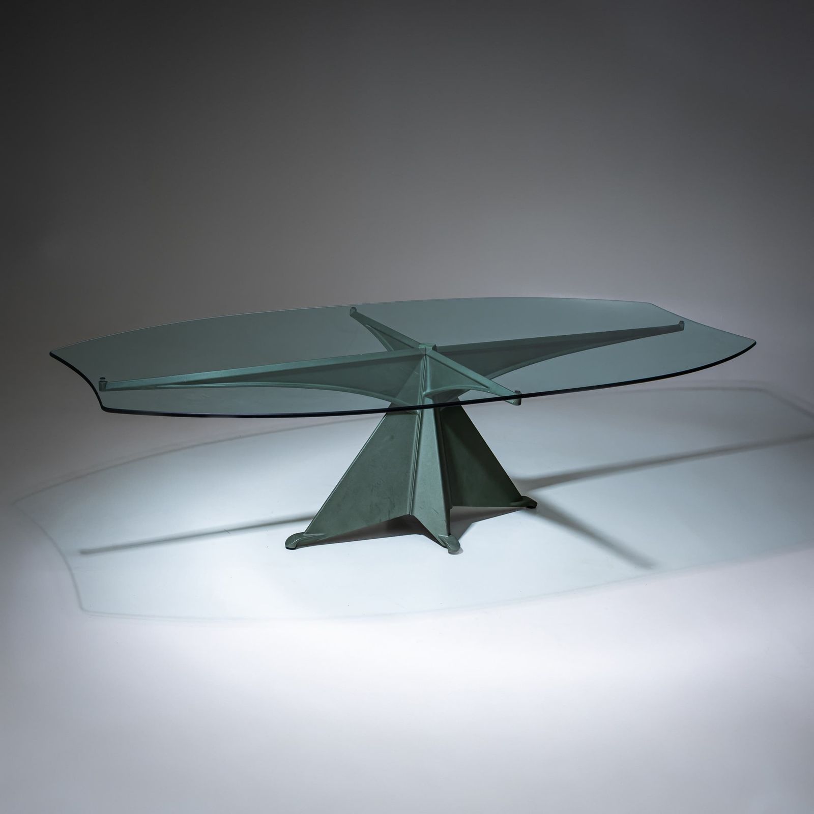 Aluminum And Glass Dining Table, Model “Alada”, Attributed To Oscar Tusquets For Casas, Spain, 1980s