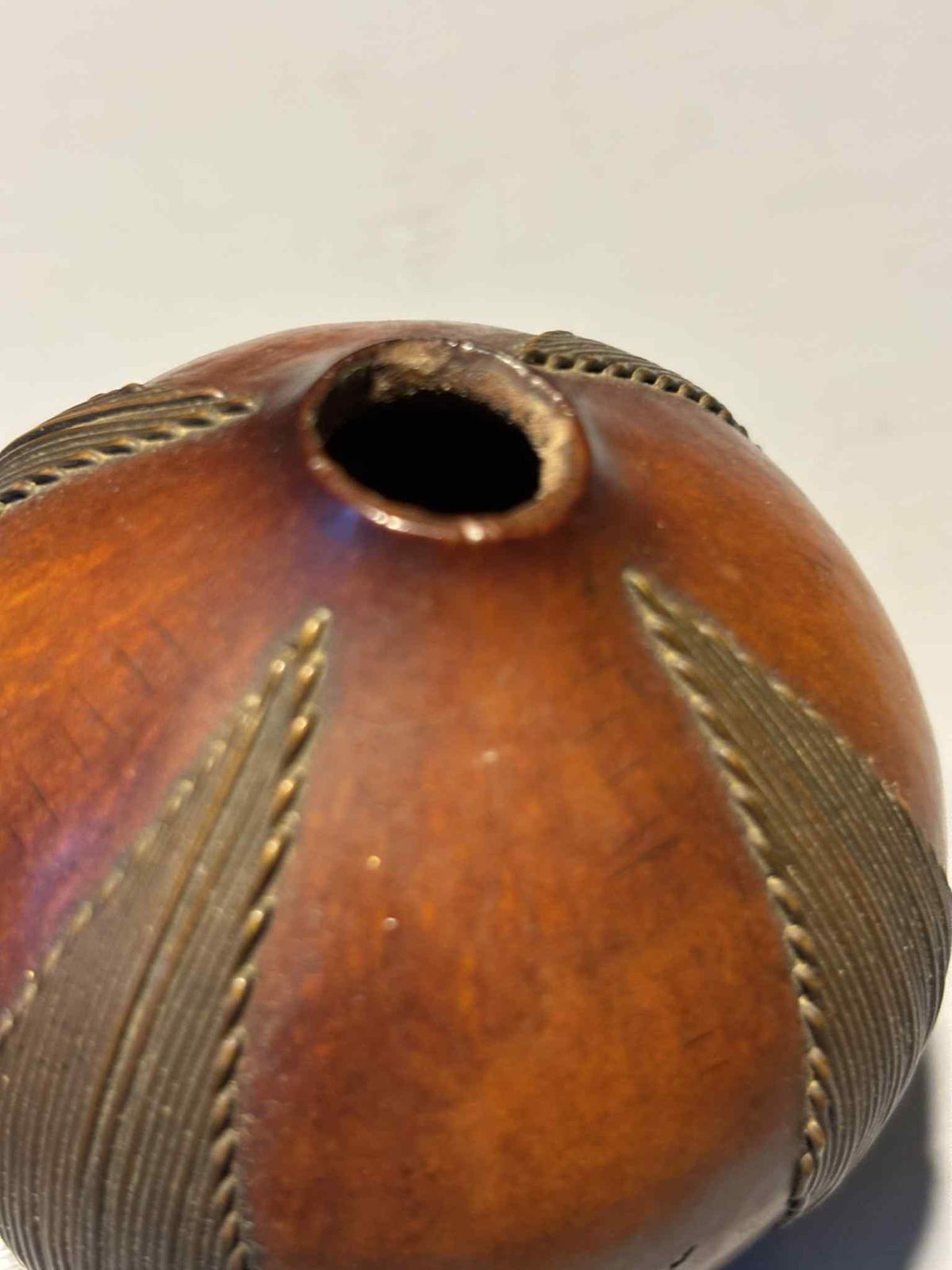 Rare Zulu Wire Decorated Gourd Snuff Box. photo vintage