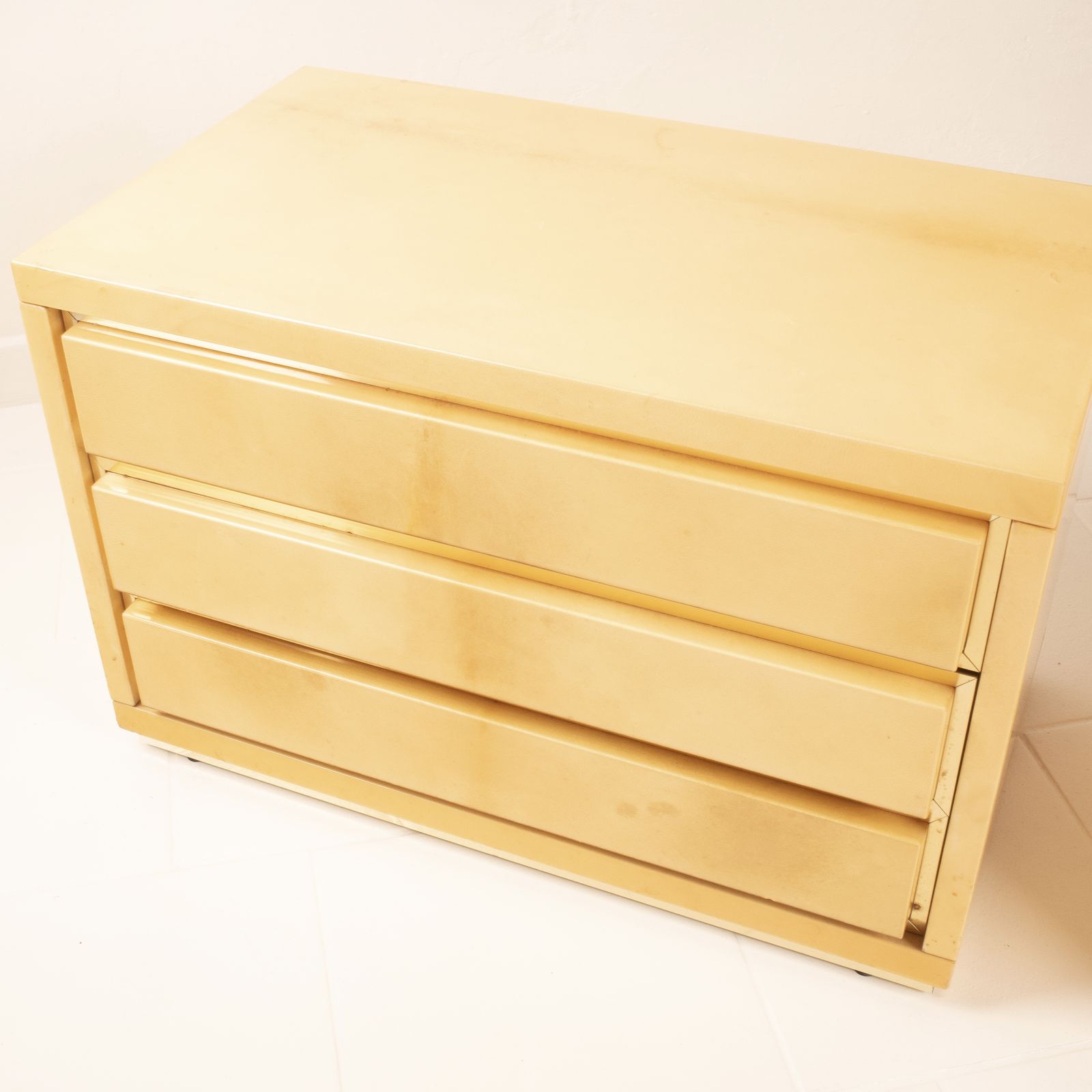 Pair Of Parchment Bedside Tables By Aldo Tura For Tura Milano photo Furniture