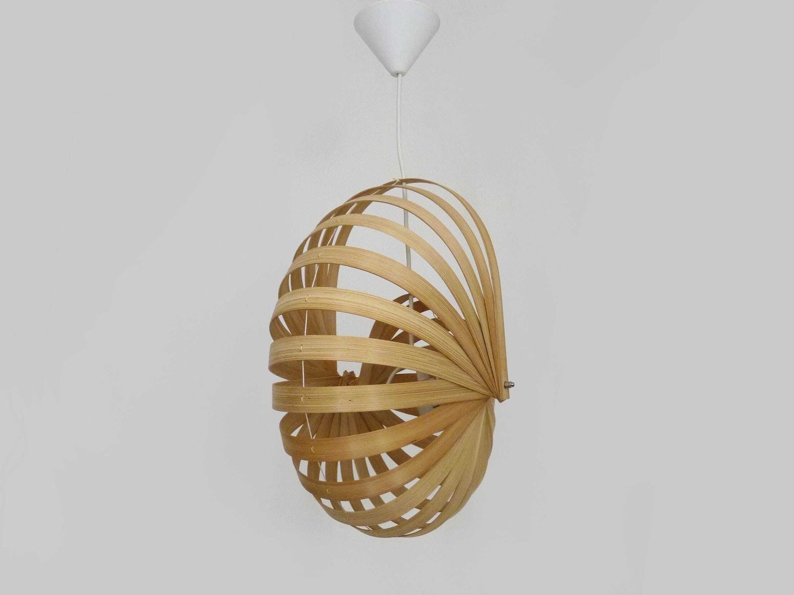 Nautilus Pendant Light In Wooden Slats, 2000s photo vintage