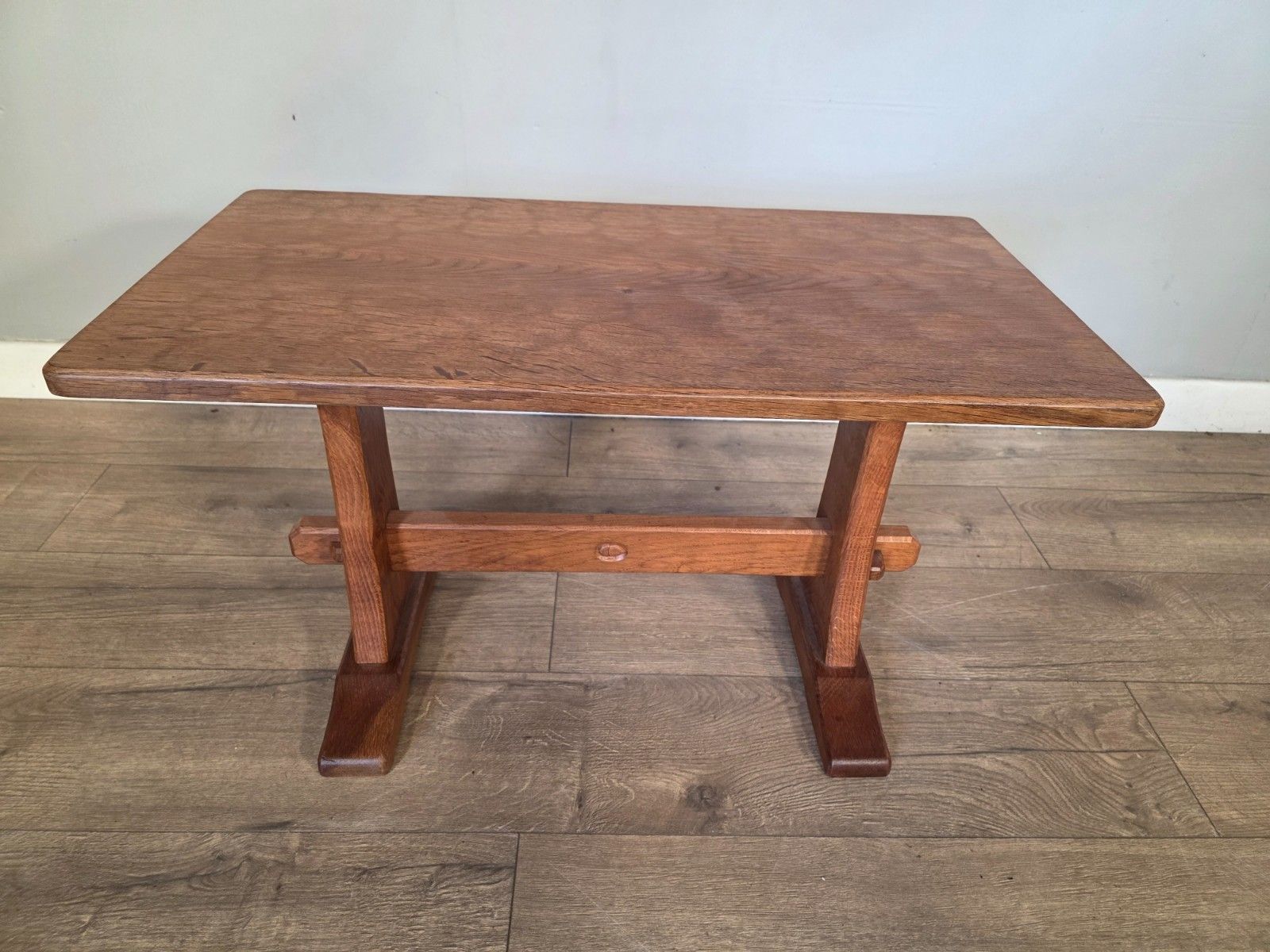 Furniture Antique Oak Acornman Arts And Crafts Coffee Table photo
