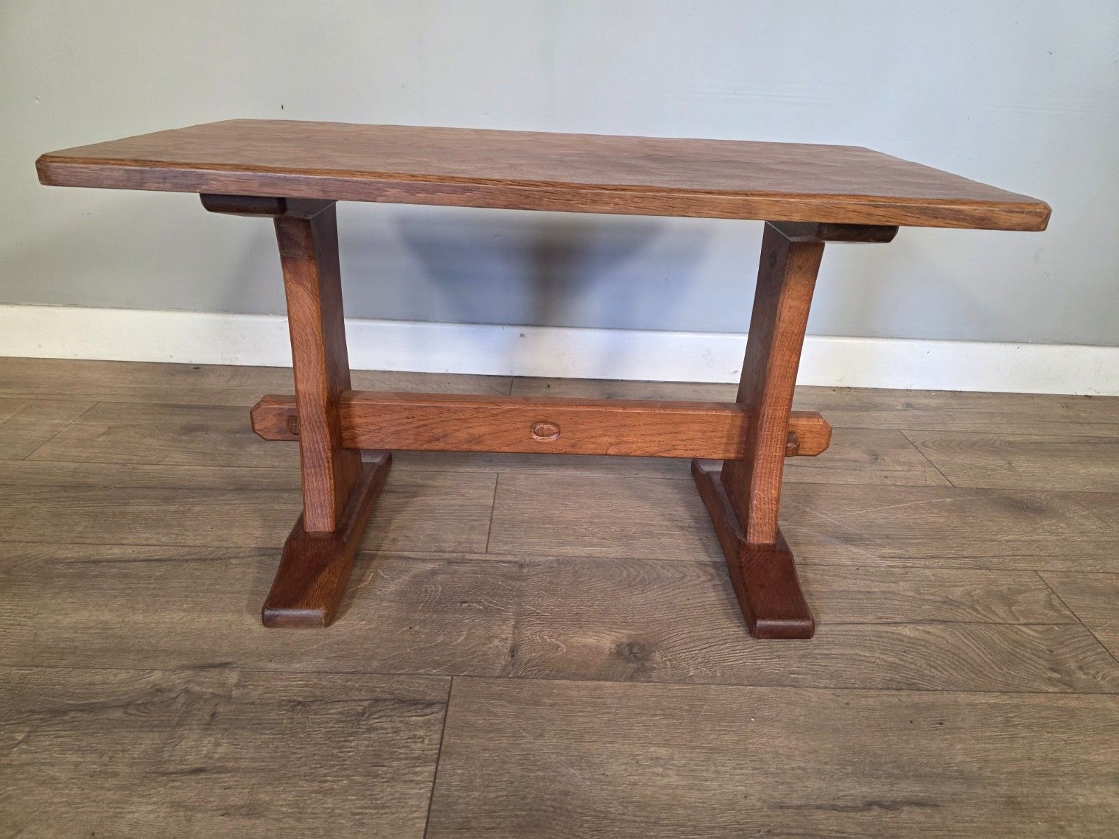 495.0 Antique Oak Acornman Arts And Crafts Coffee Table photo