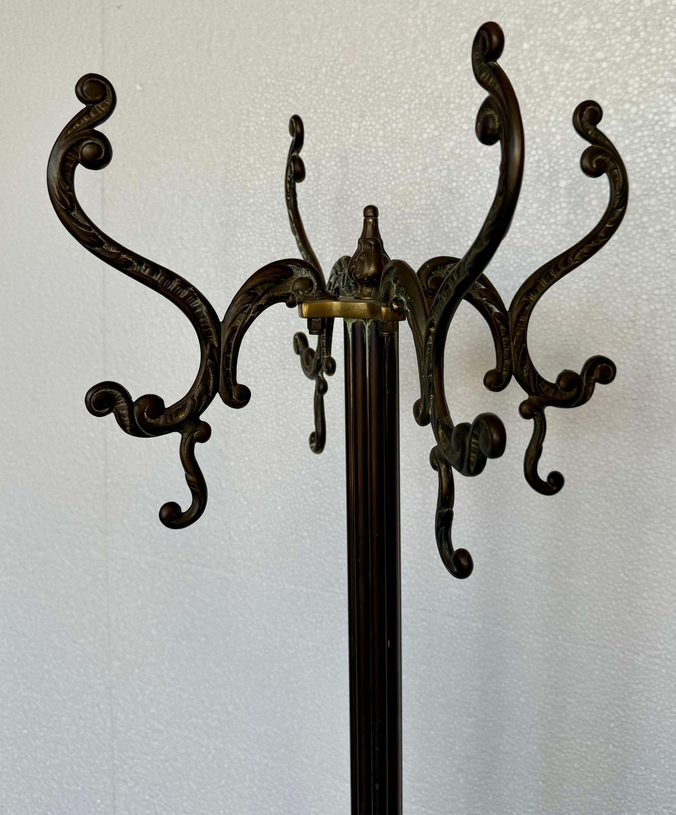 Porte-manteau Art Nouveau Belle Époque en bronze et laiton bruni, pieds en bronze à griffons photo 1849.0