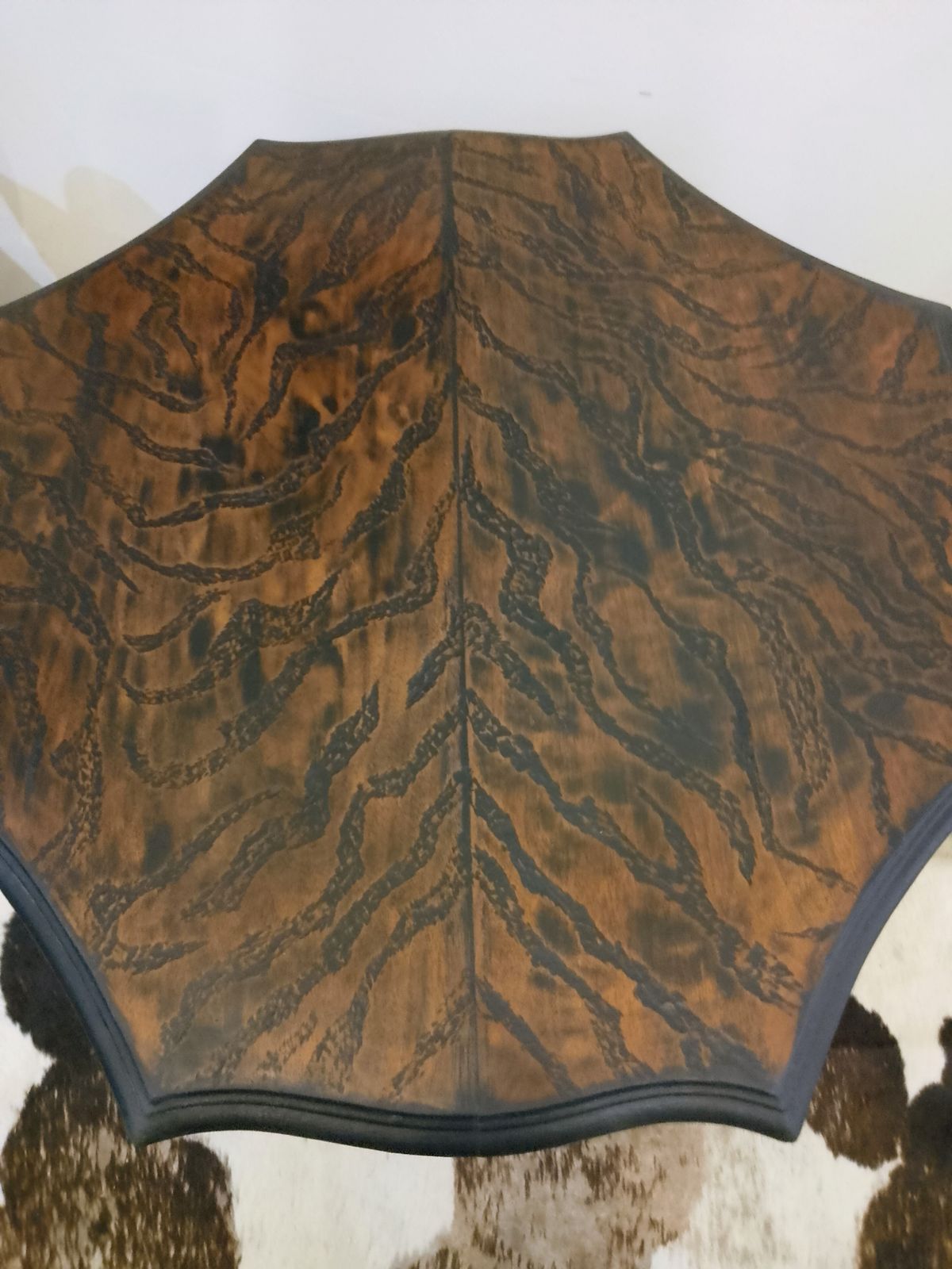 Victorian Occasional Table On Original Brass Castors Hand Painted And Etched In A Tiger Print Design. photo vinterior