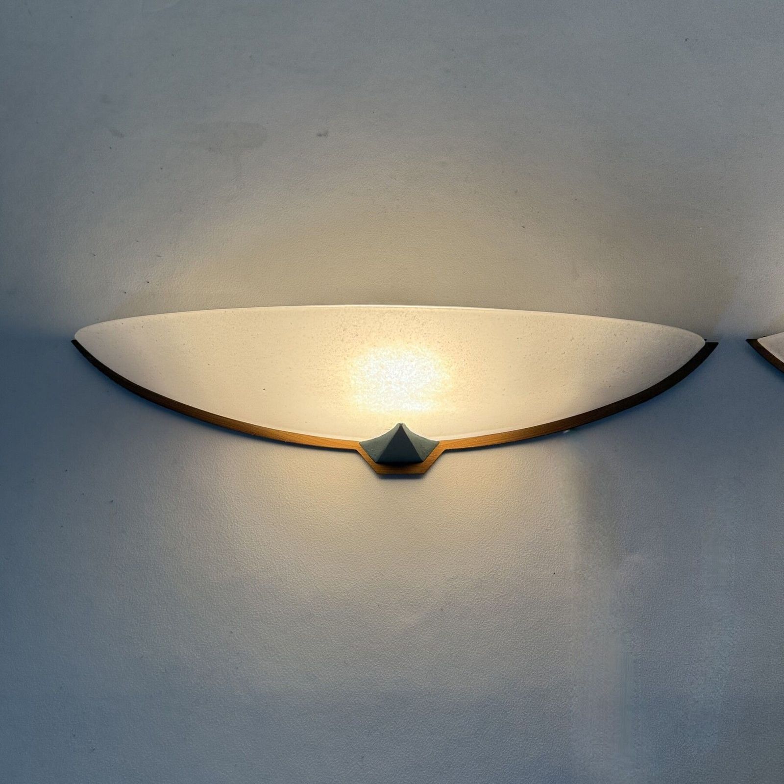 Pair Italian Wall Lamps Sconce Glass And Metal , 1980s photo 711.0