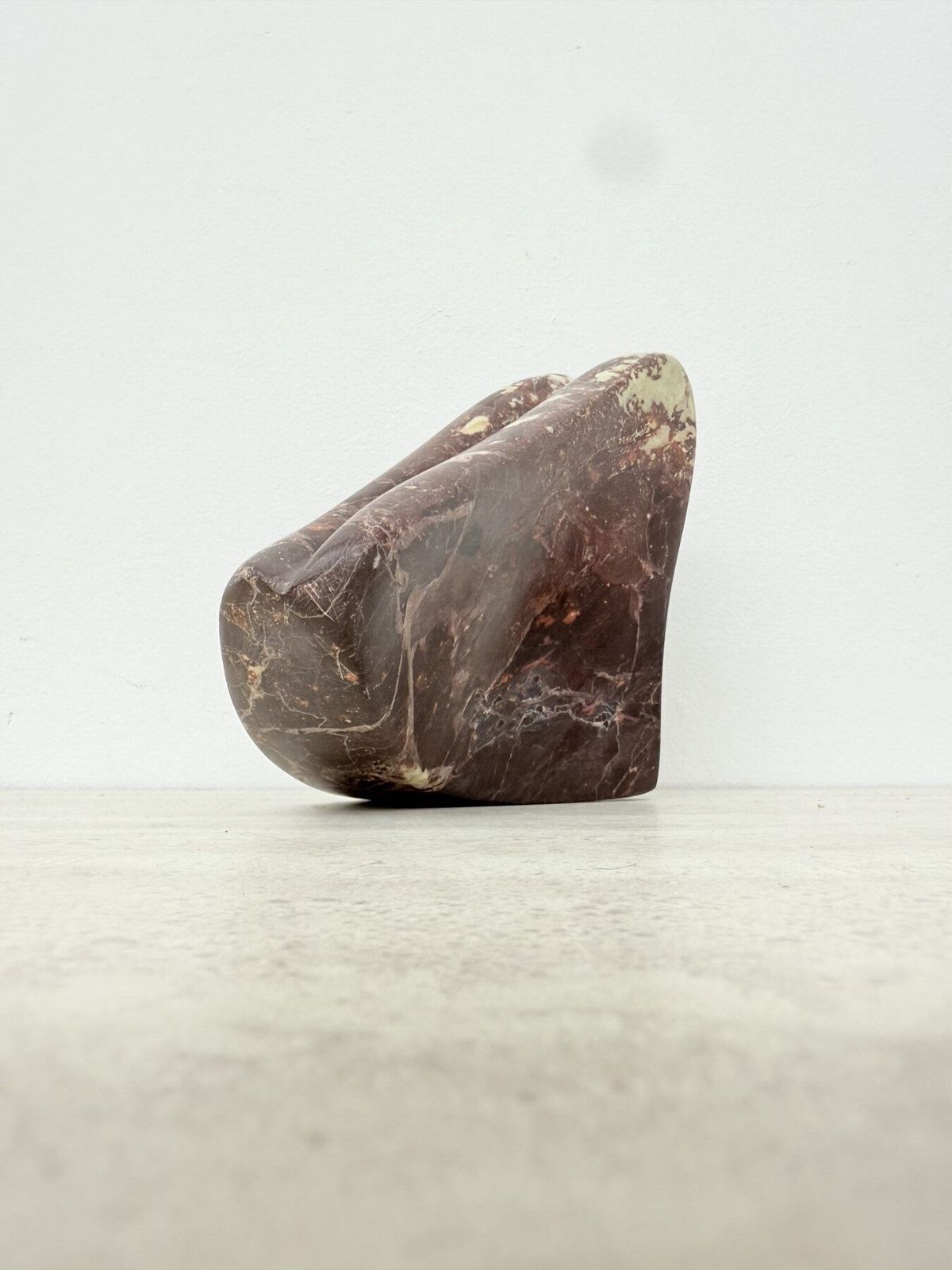 photo for sale Vintage Mid Century Red Marble Abstract Organic Modern Sculpture , 1980s
