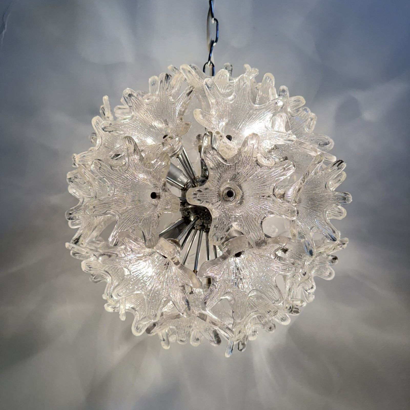 Spectacular Murano Glass Flower Chandelier By Venini For Veart, Italy 1970s photo furniture