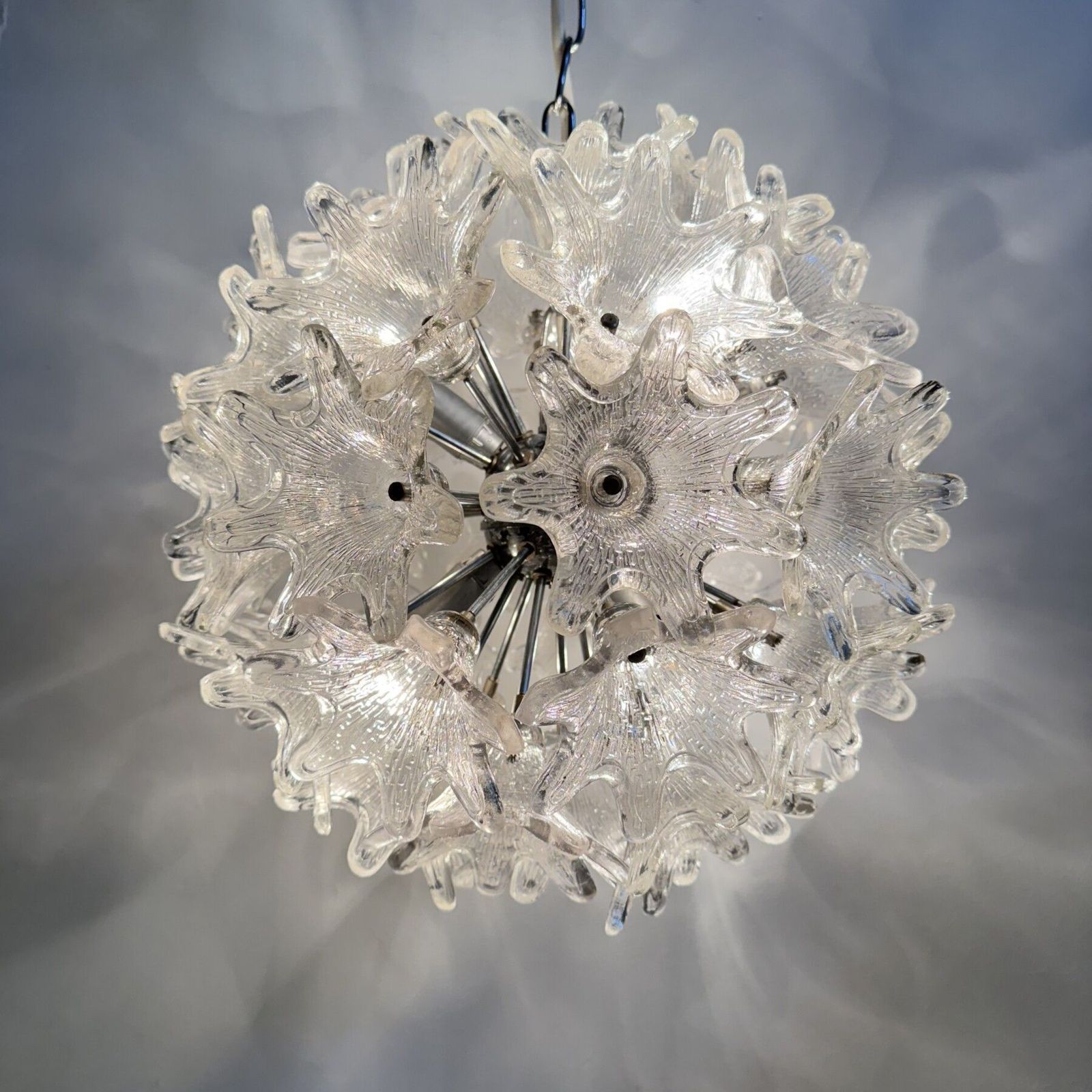 Spectaculaire Murano Glazen Bloemkroonluchter Van Venini Voor Veart, Italië Jaren 1970 photo for sale