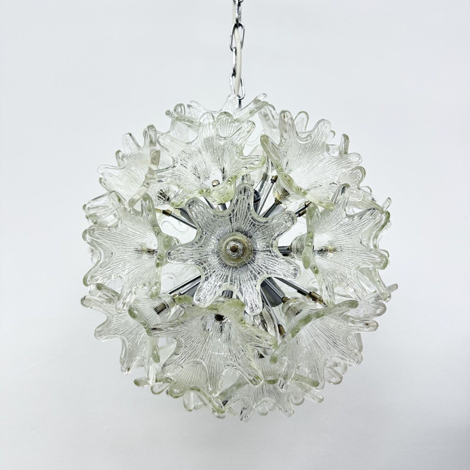 Spectacular Murano Glass Flower Chandelier By Venini For Veart, Italy 1970s photo vintage