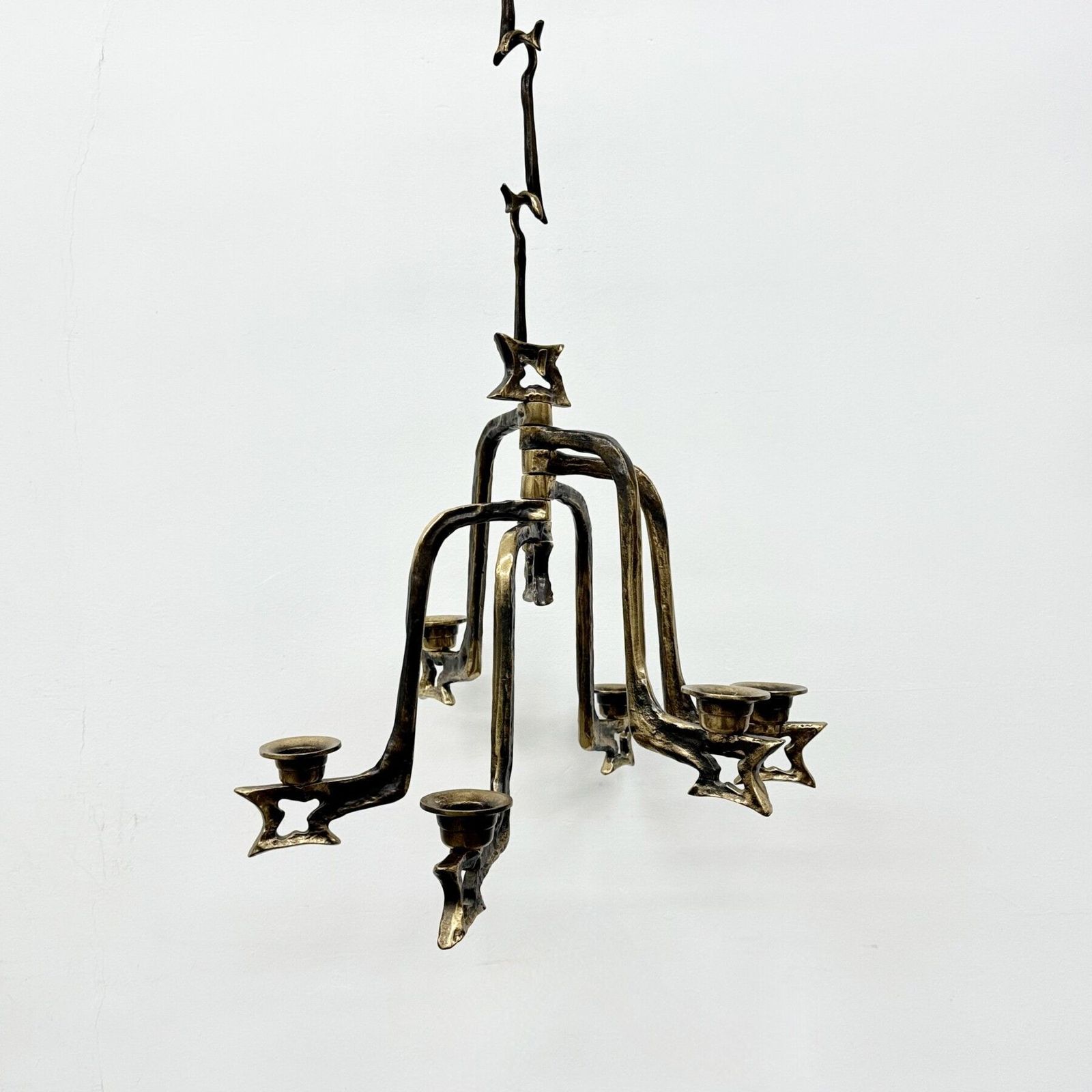 photo vinterior Grote Brutalistische Bronzen Hangende Kandelaar, Jaren 1970