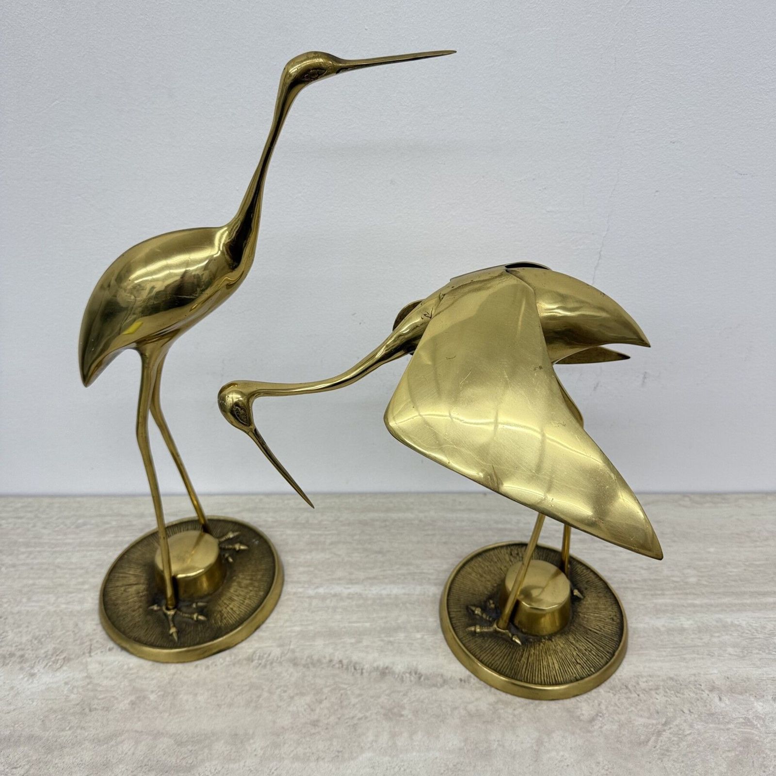 Pair Of Large Mid Century Design Brass Crane Birds , 1970’s photo buy