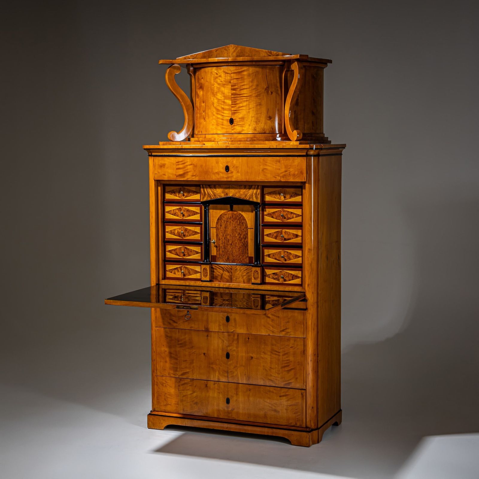 Biedermeier Secretary Desk In Birch, Germany, Circa 1830