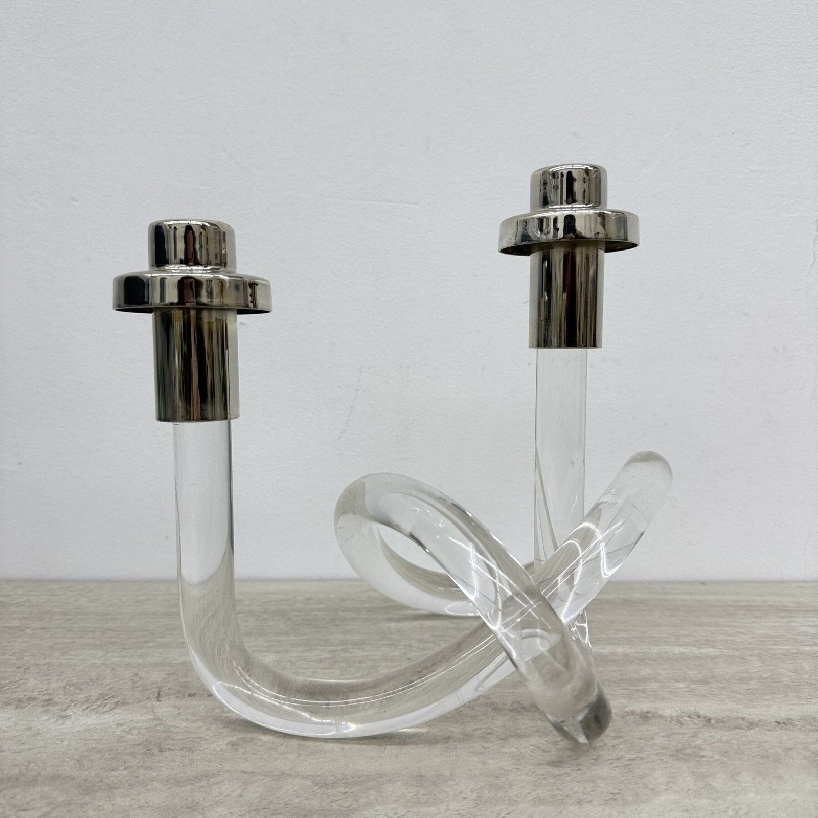 Dorothy Thorpe Pretzel Mid Century Lucite Candle Stick, 1940’s photo Home Decor