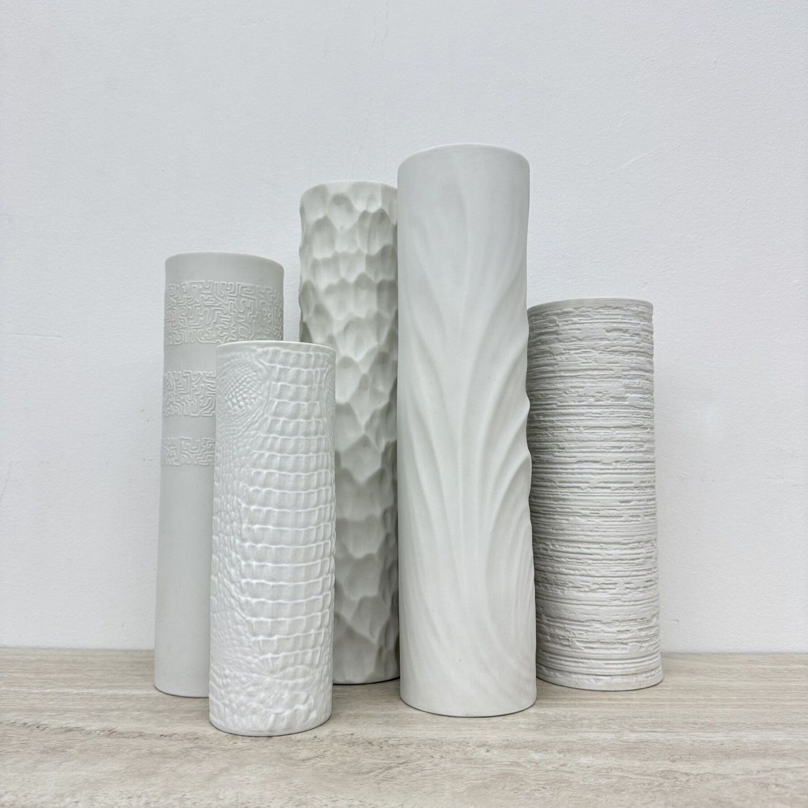 Set Of 5 German Bisque Vases Kaiser Rosenthal Arzberg , 1960s