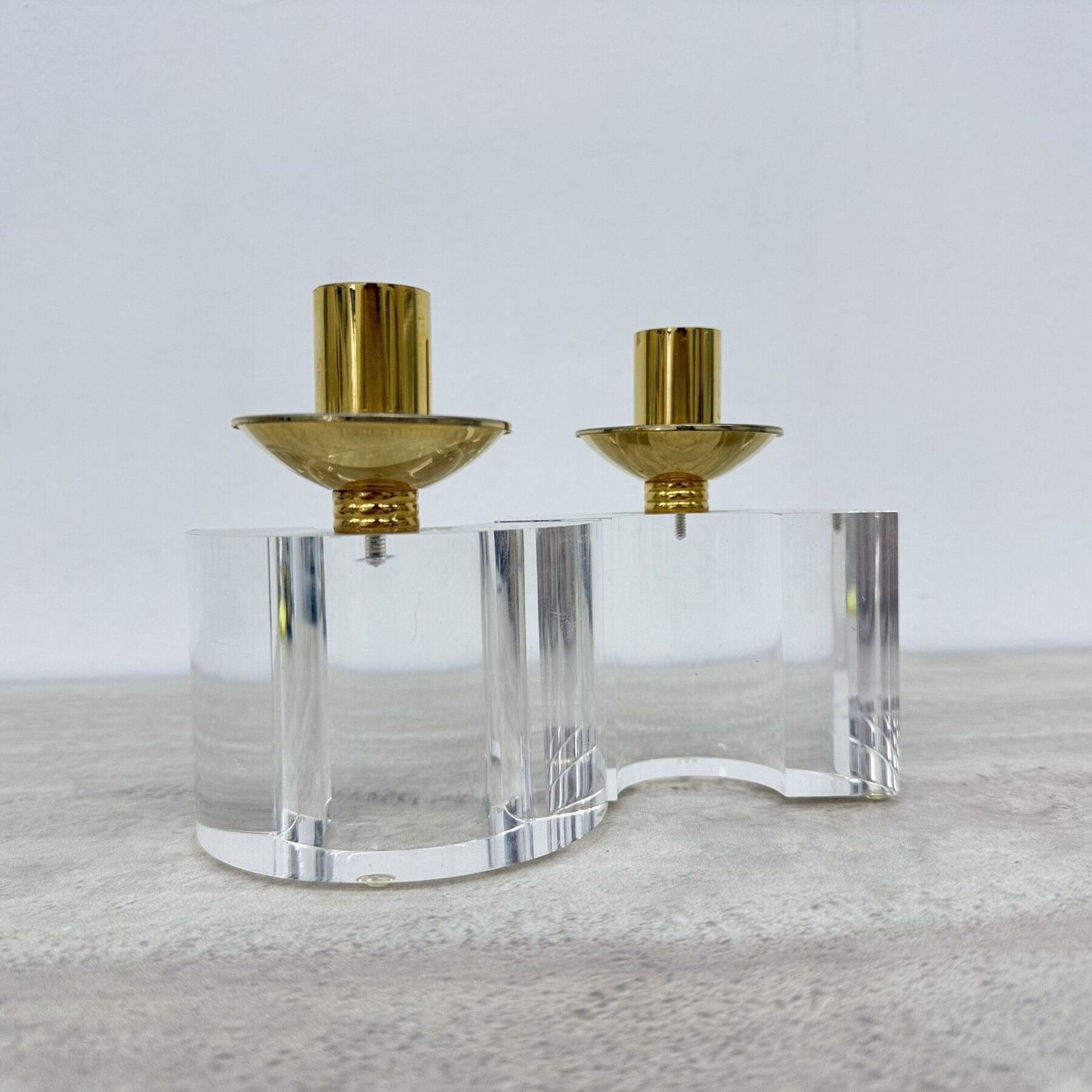 Set Of 2 Lucite Candle Sticks , 1970’s photo 159.0