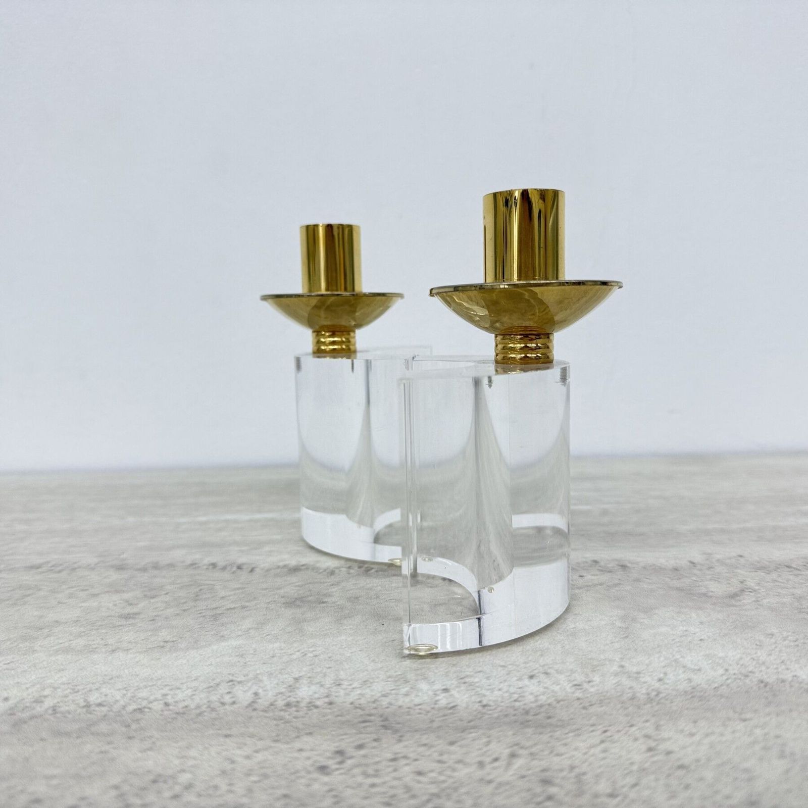 Set Of 2 Lucite Candle Sticks , 1970’s photo vinterior