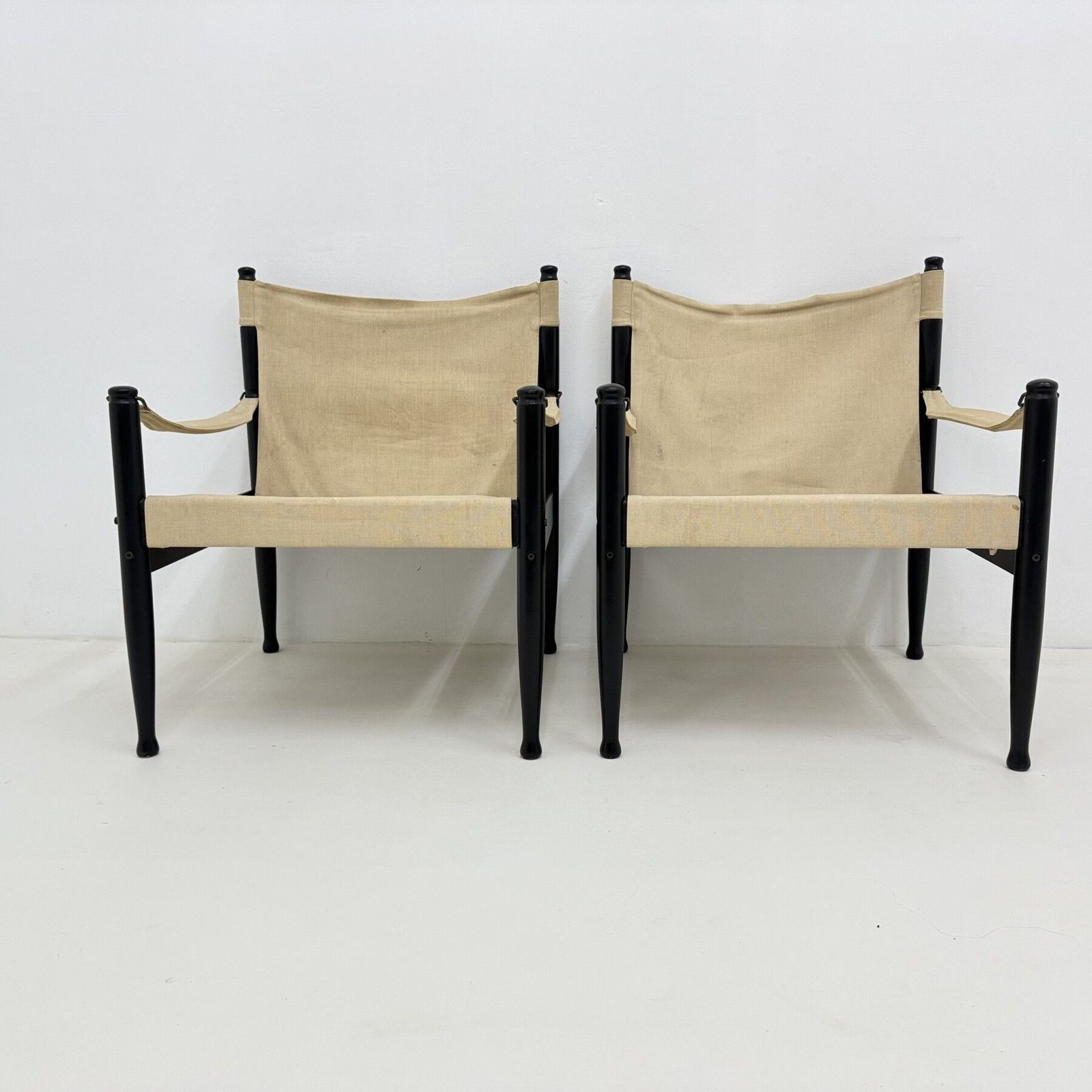 Set Of Mid Century Danish Safari Chairs By Erik Wørts For Niels Eilersen, 1960s photo furniture
