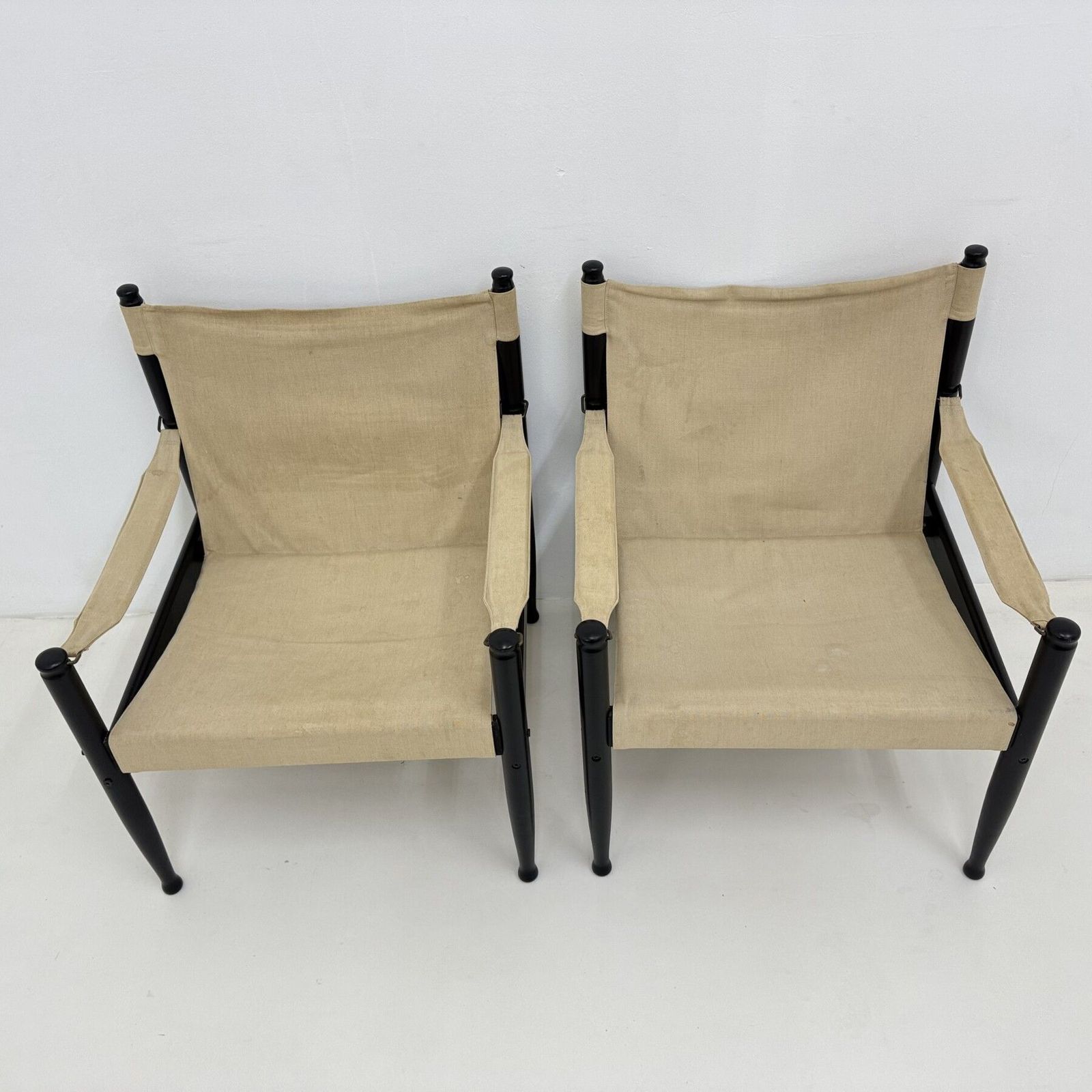 Set Of Mid Century Danish Safari Chairs By Erik Wørts For Niels Eilersen, 1960s photo 958.0