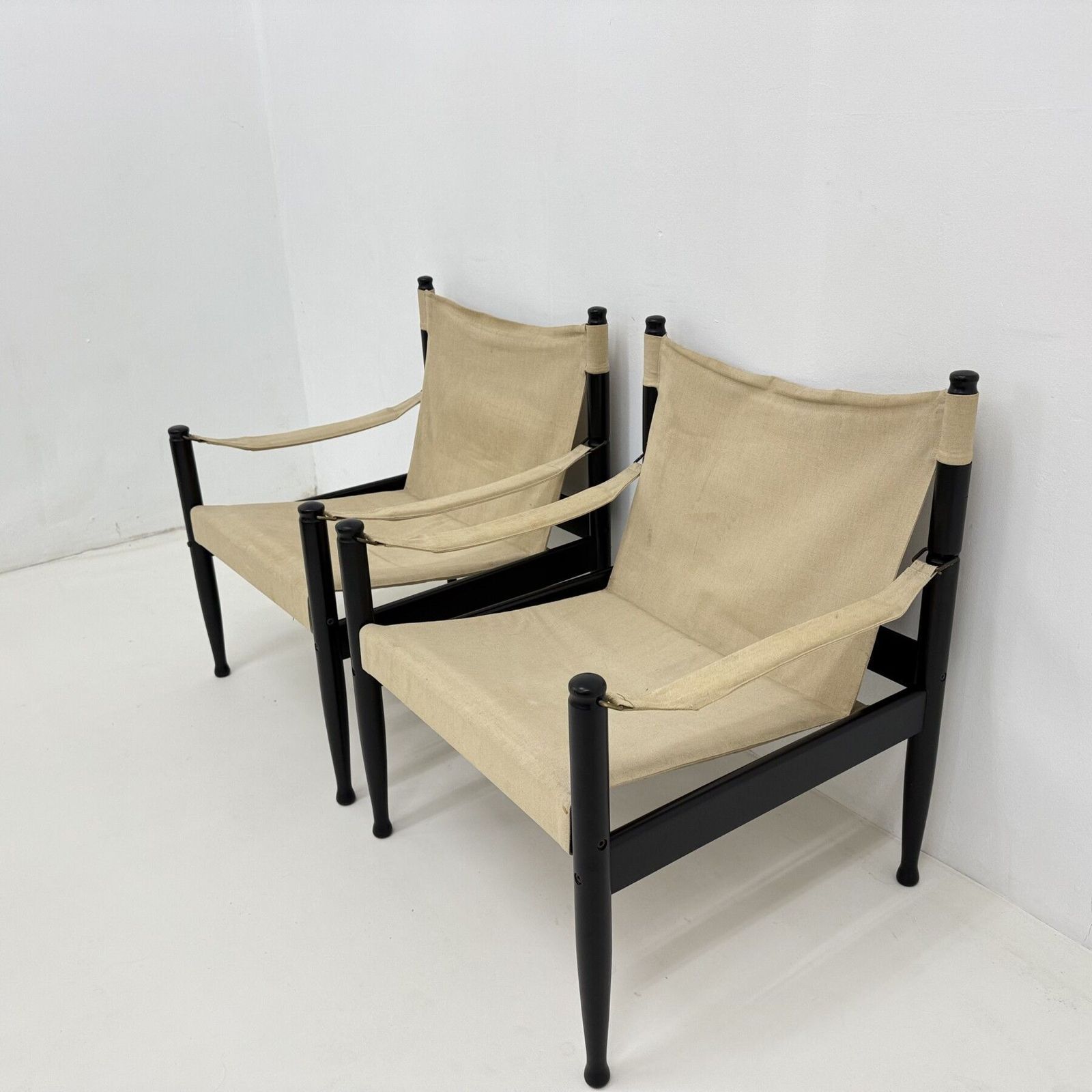 Furniture Set Of Mid Century Danish Safari Chairs By Erik Wørts For Niels Eilersen, 1960s photo
