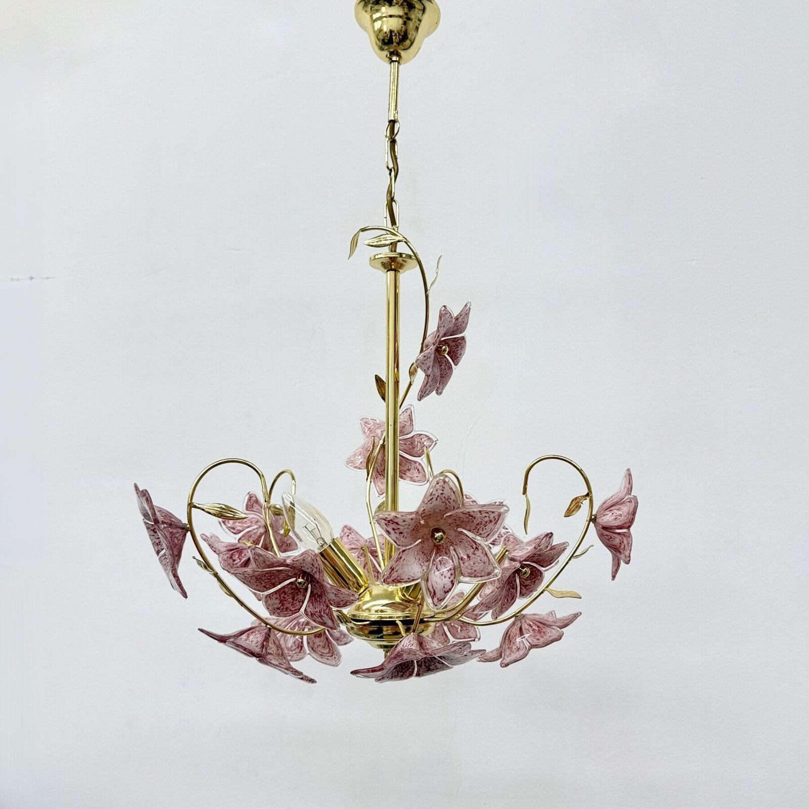 Murano Pink Glass Flower Chandelier , 1970s photo buy