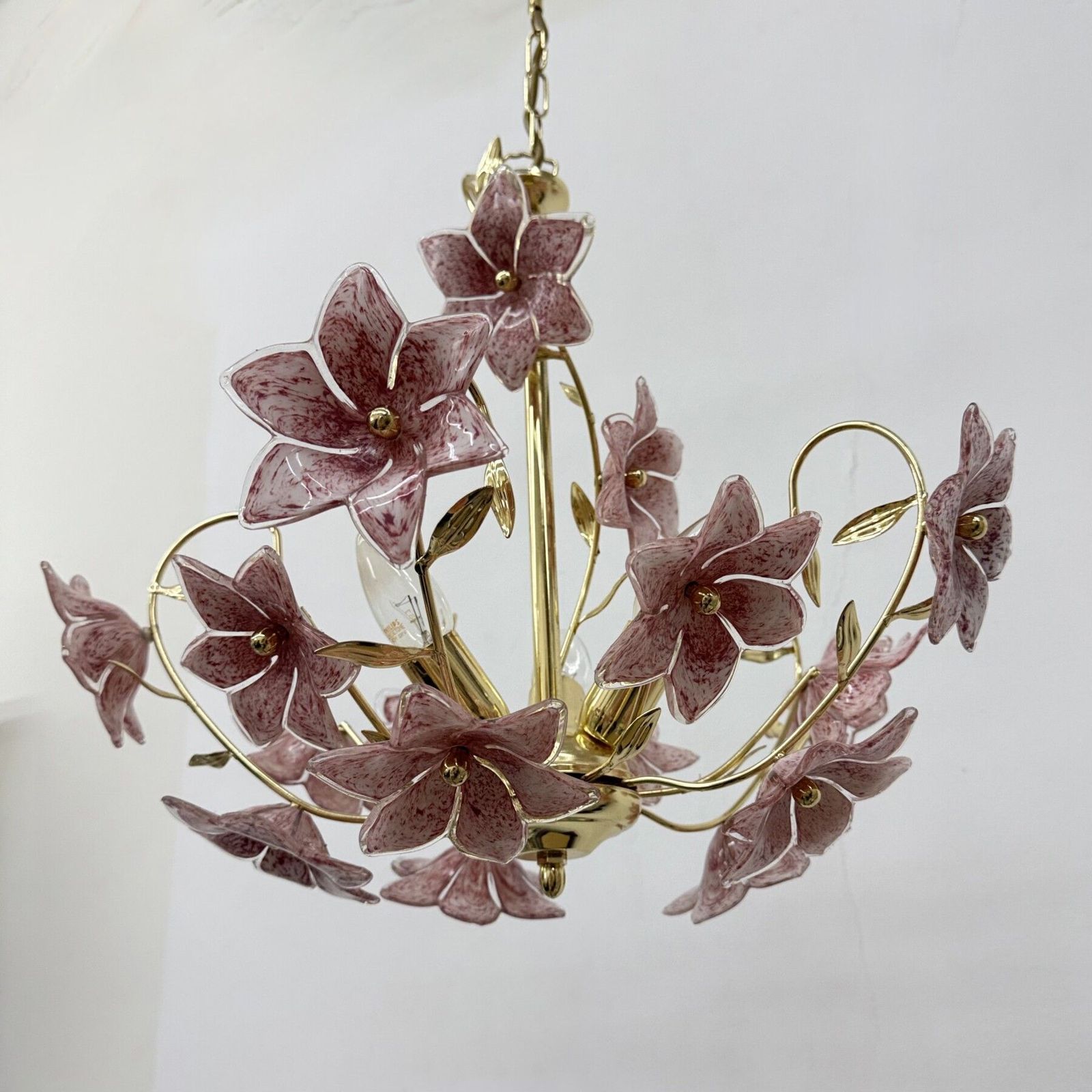photo vinterior Murano Pink Glass Flower Chandelier , 1970s