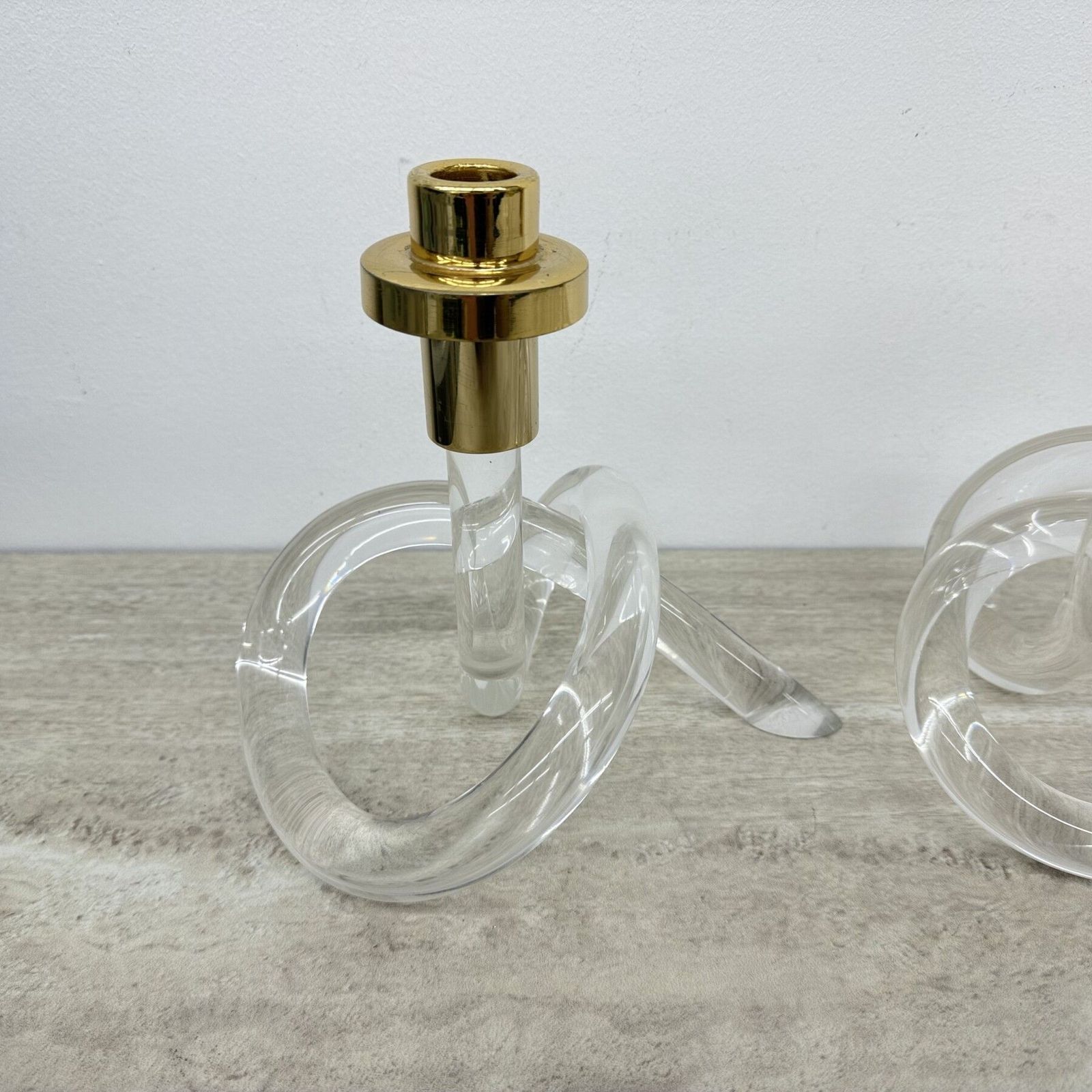 Pair Of Dorothy Thorpe Pretzel Mid Century Lucite Candle Stick, 1940’s photo 1314.0