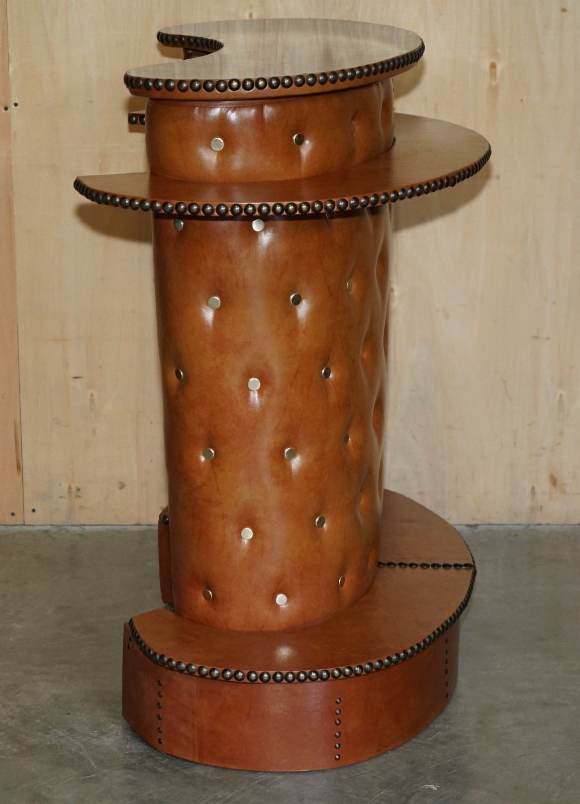 photo for sale Lovely Vintage Mid Century Modern Leather Style Clad Home Cocktail Bar & Stools
