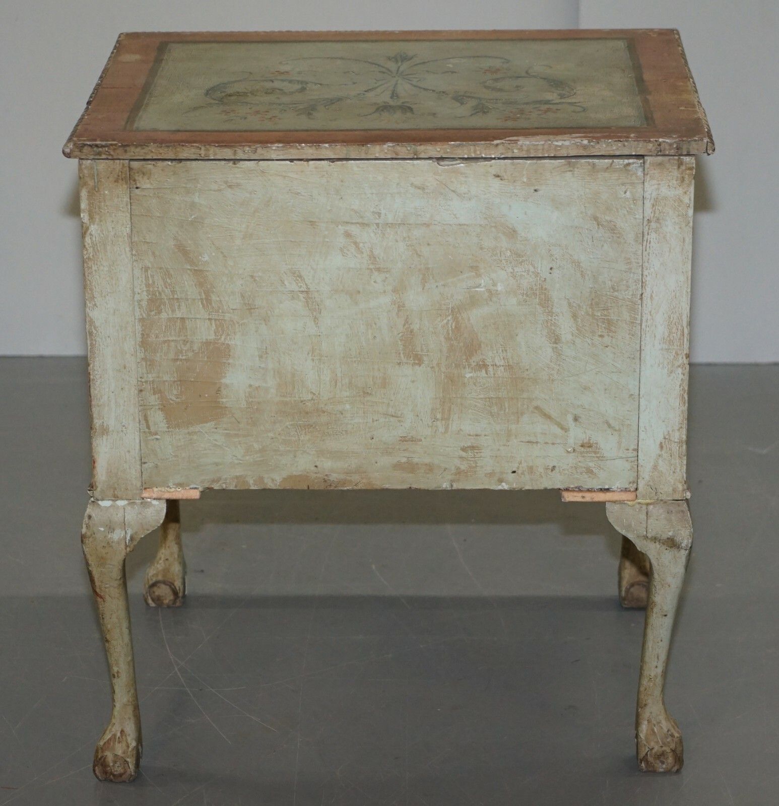 photo for sale Rare Circa 1900 Hand Painted Claw & Ball Feet Side End Lamp Wine Table Cupboard