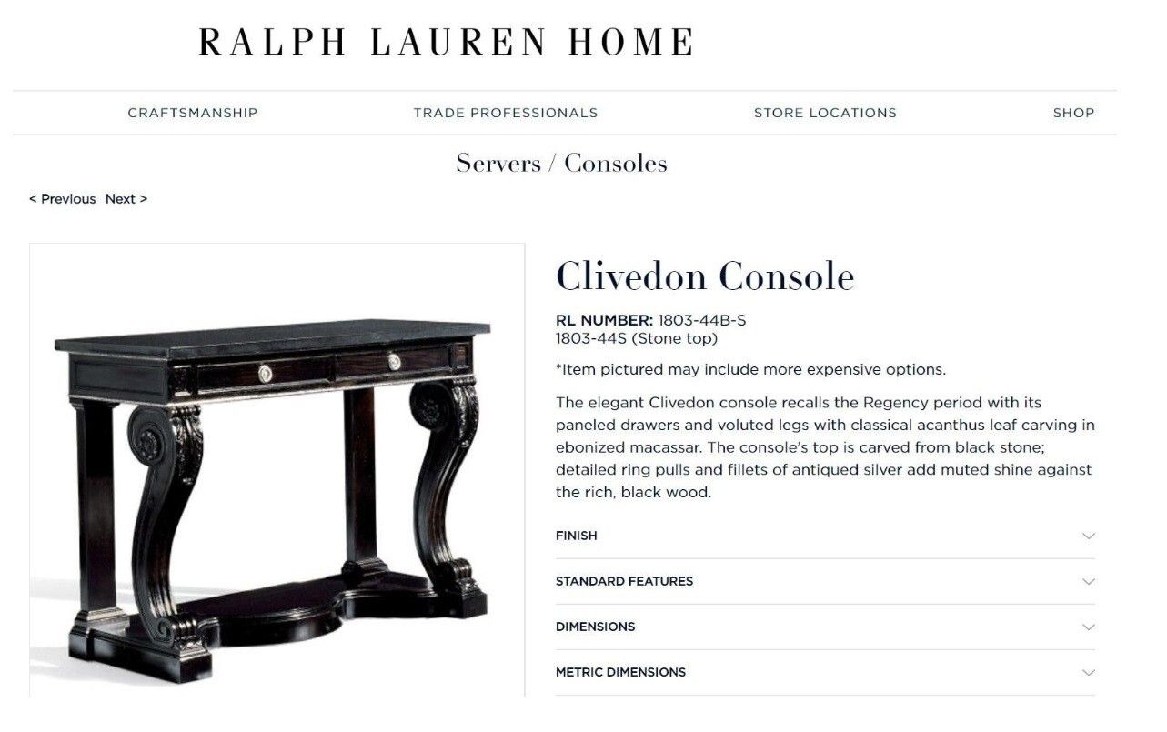 Pair Of £34,000 Ralph Lauren Clivedon Mahogany Macassar & Marble Console Tables photo furniture